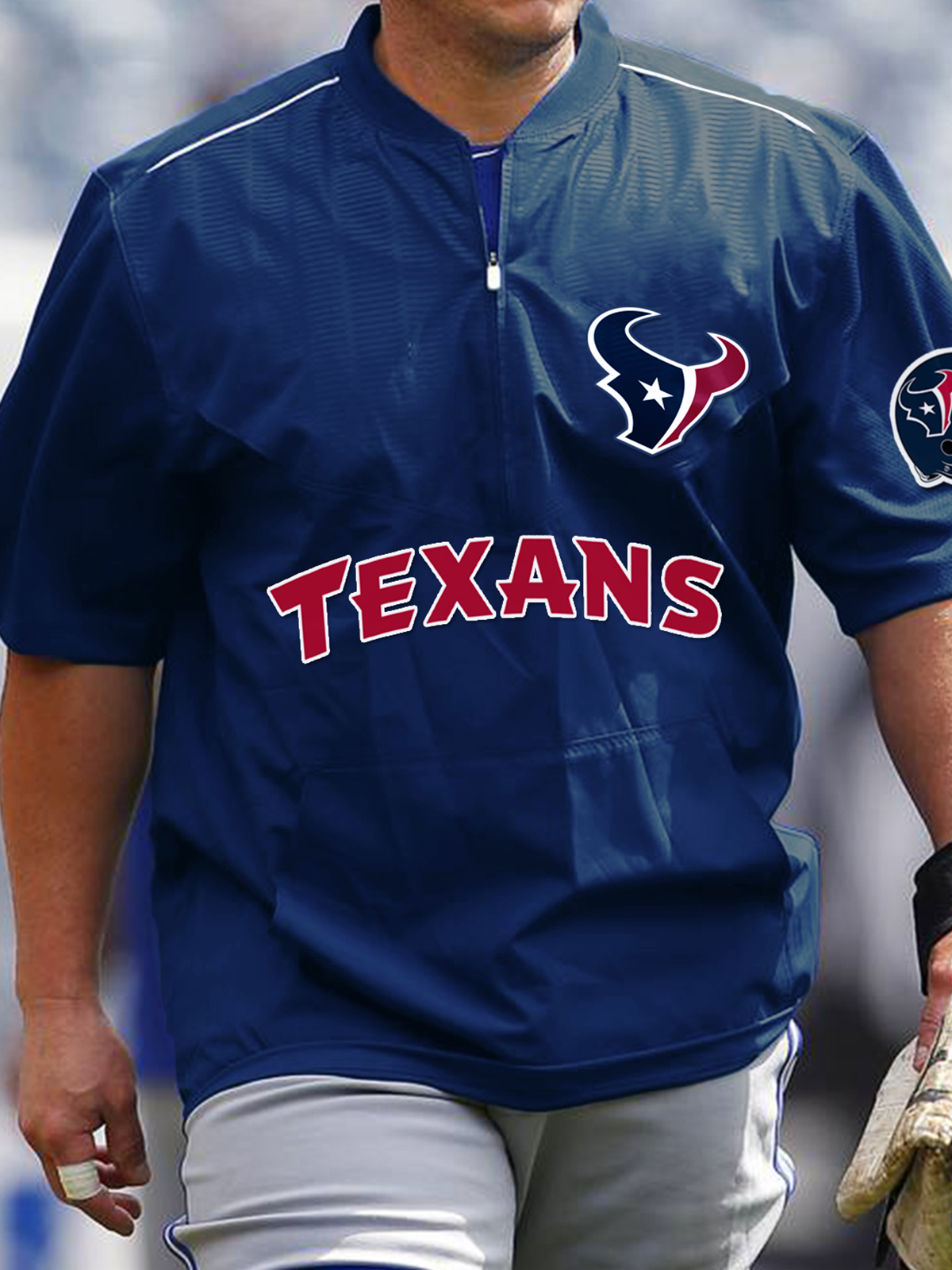 Houston Texans Short Sleeve Zip Sweatshirt