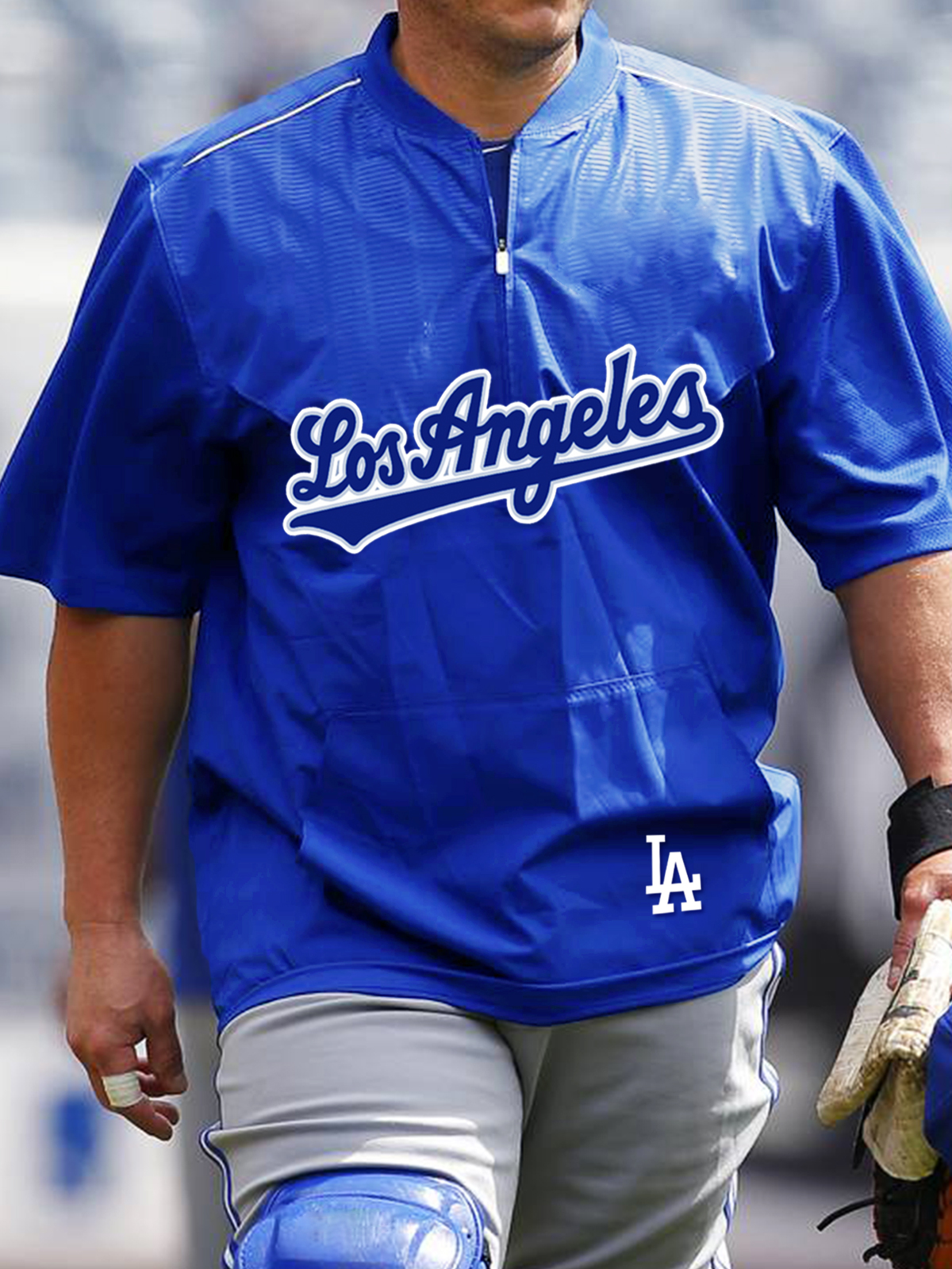 Los Angeles Dodgers Short Sleeve Zip Sweatshirt