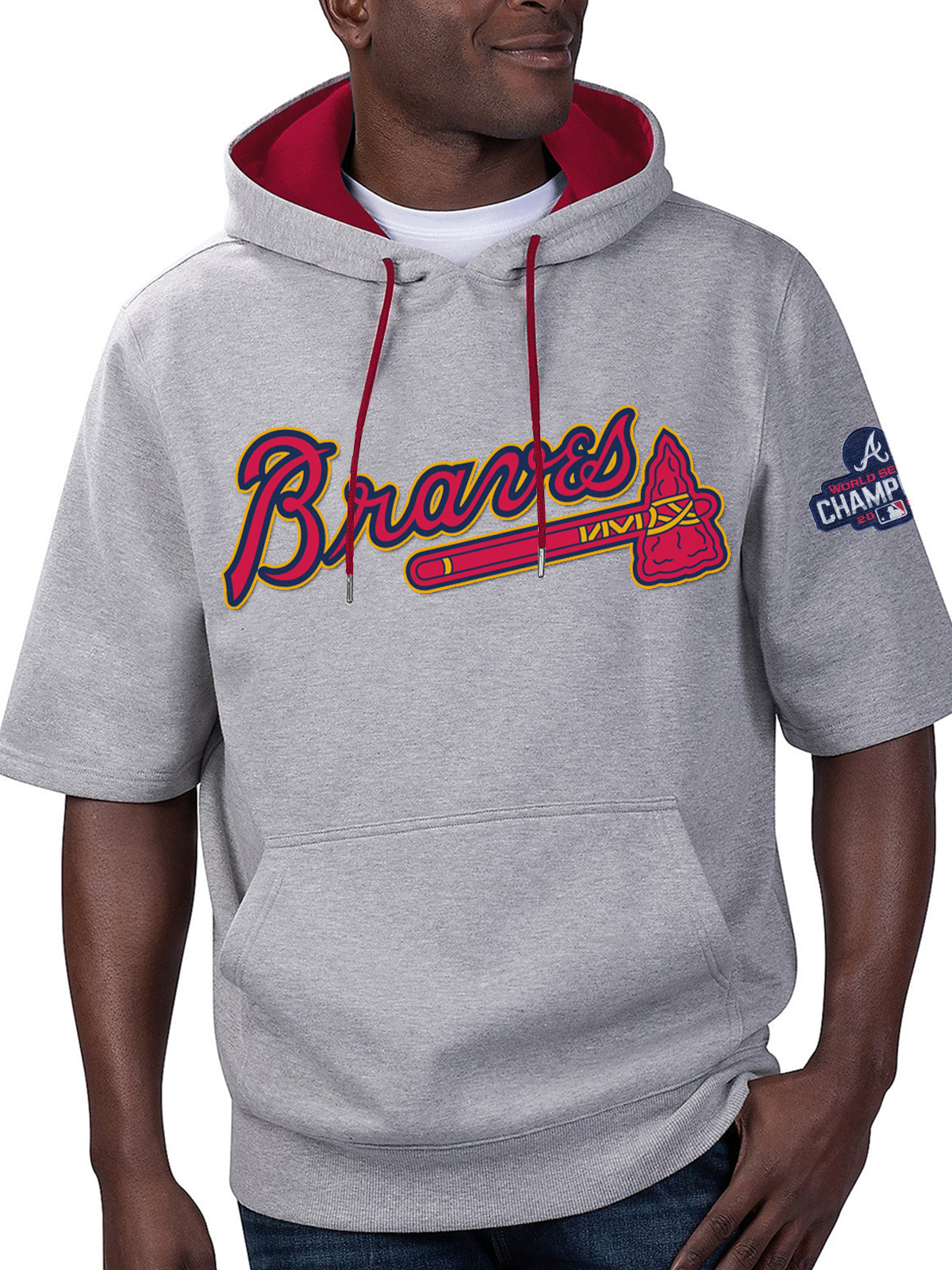 Atlanta Braves Fashion Short Sleeve Hooded Sweatshirt