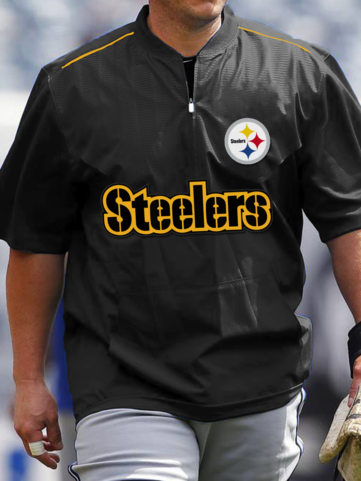 Pittsburgh Steelers Short Sleeve Zip Sweatshirt