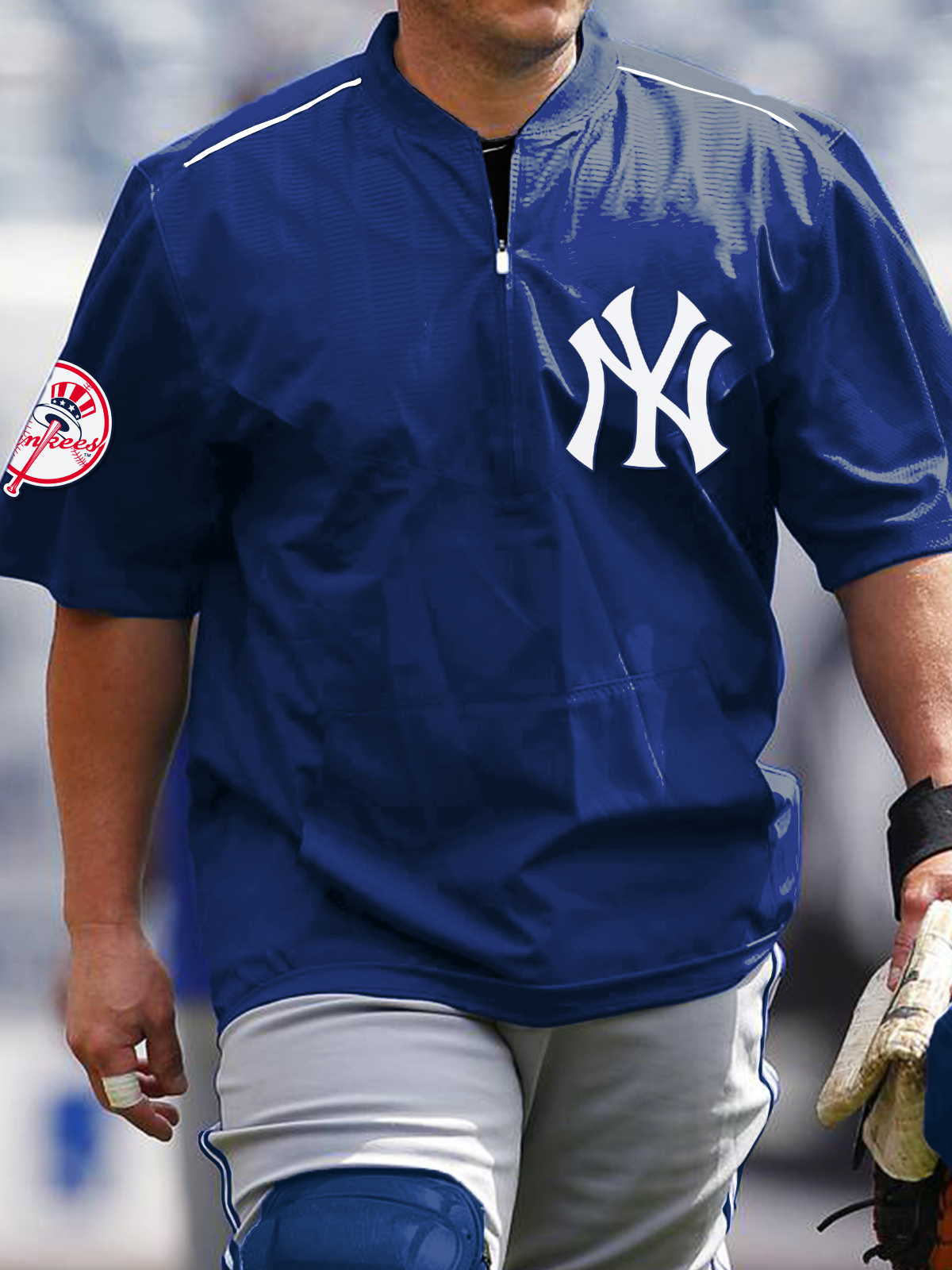 New York Yankees Short Sleeve Zip Sweatshirt