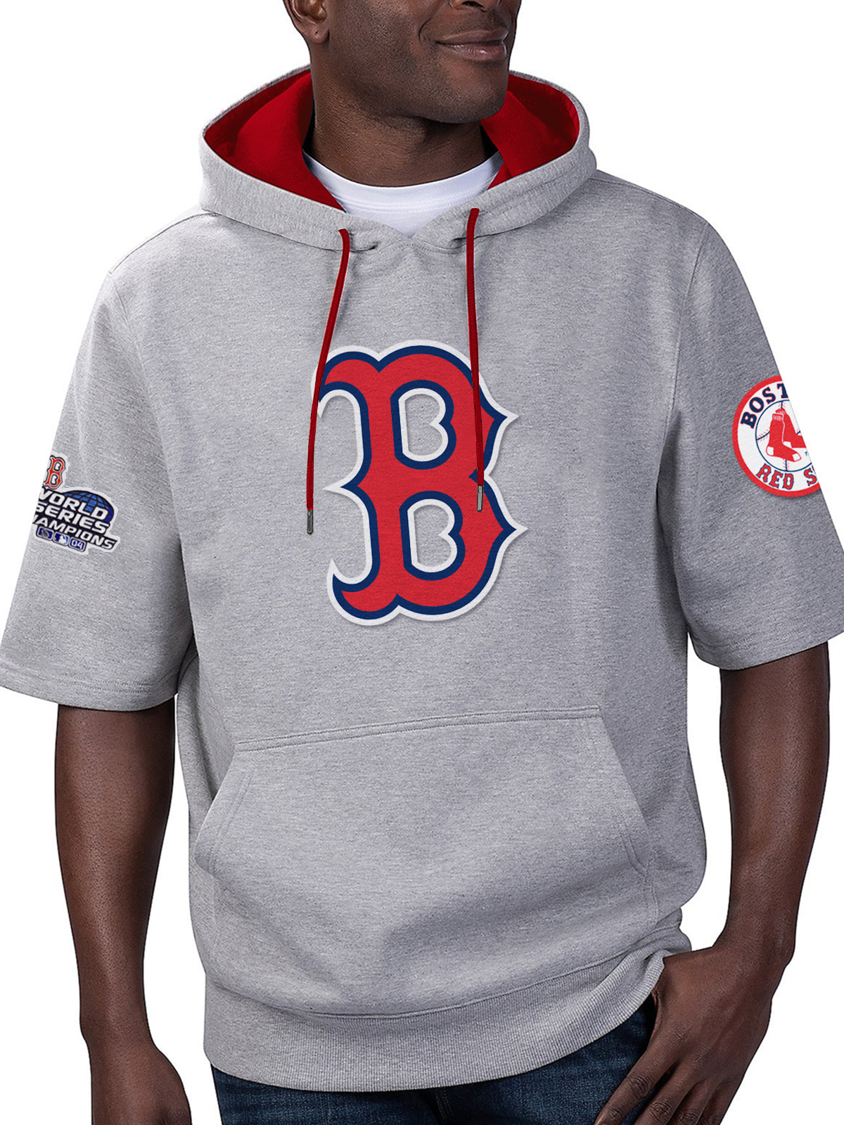 Boston Red Sox  Fashion Short Sleeve Hooded Sweatshirt