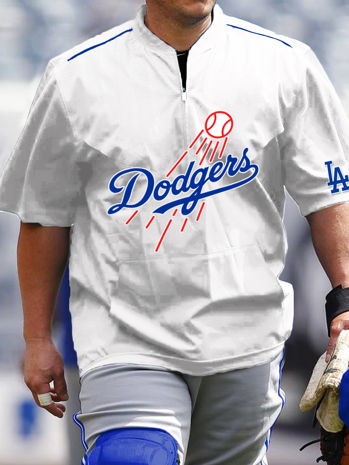 Los Angeles Dodgers Short Sleeve Zip Sweatshirt