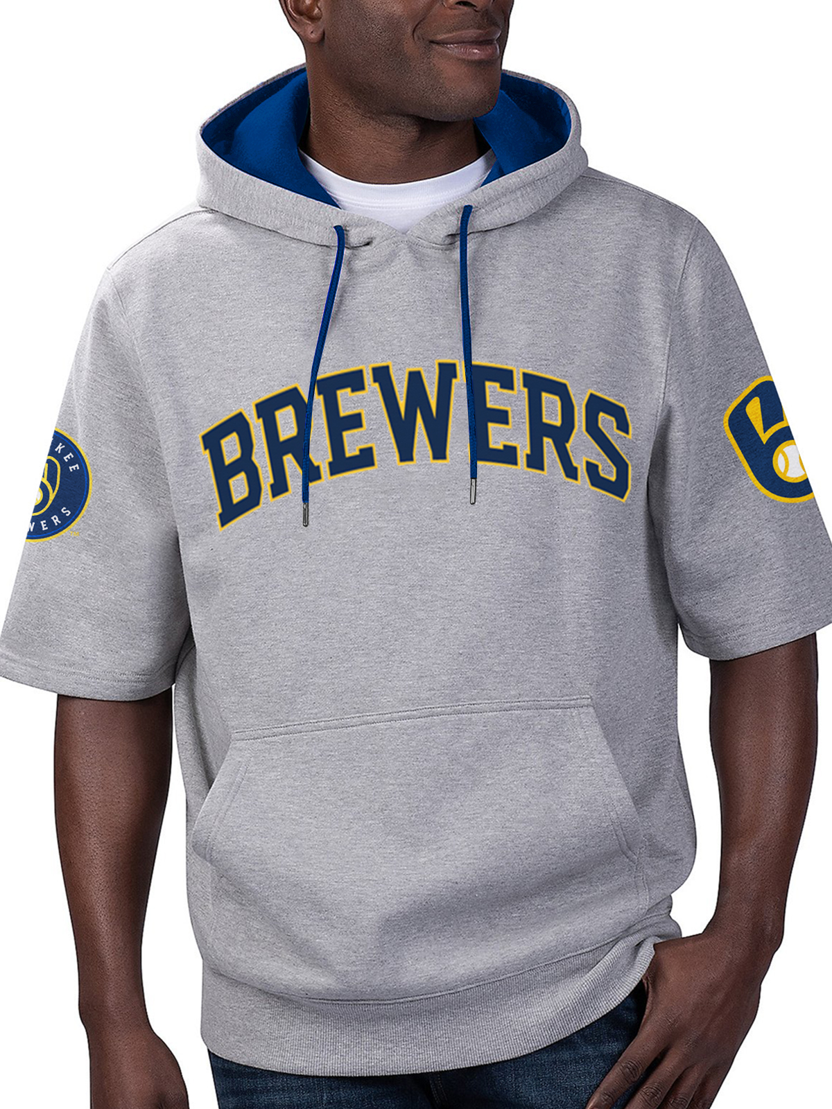 Milwaukee Brewers Fashion Short Sleeve Hooded Sweatshirt