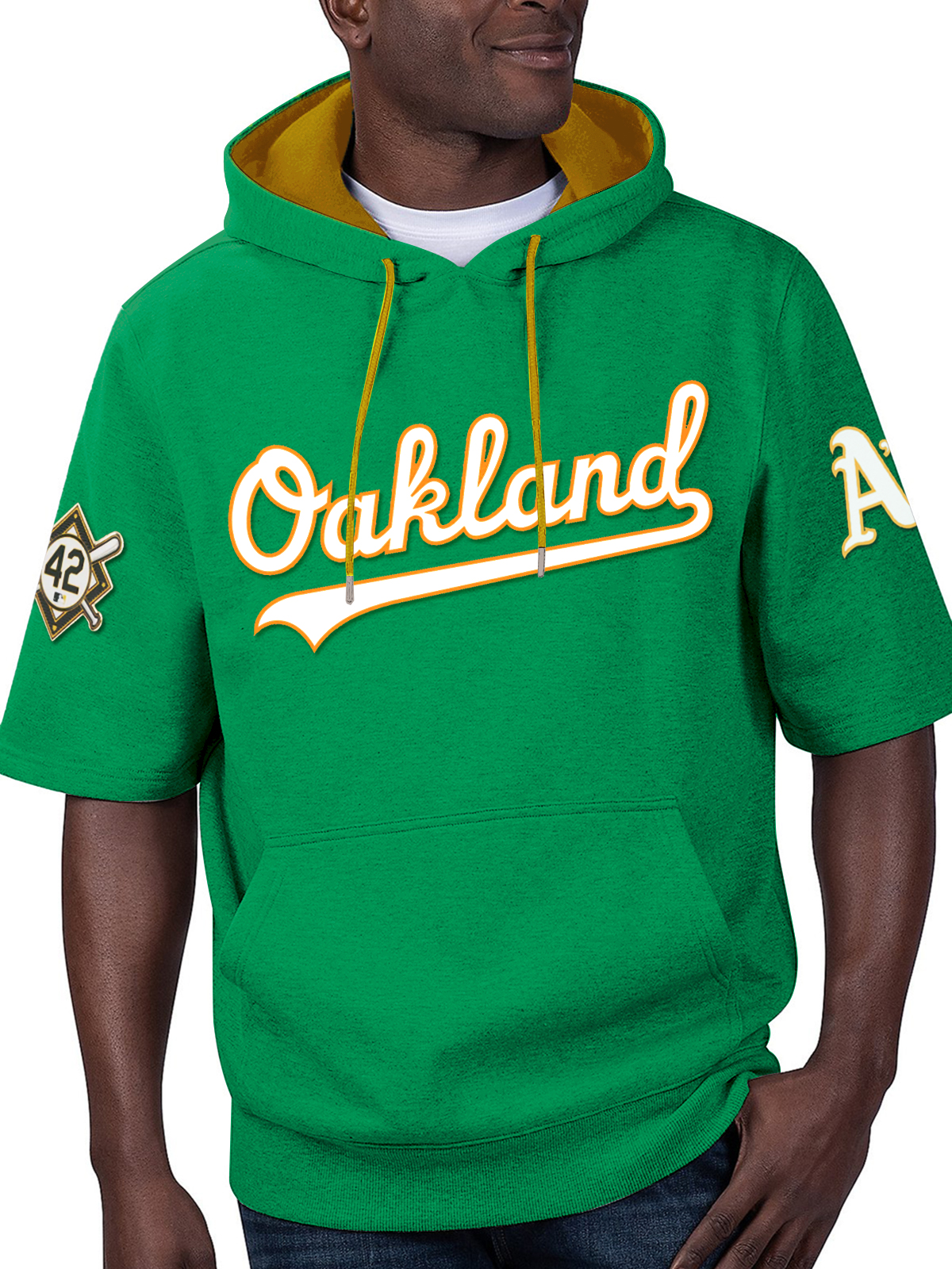 Oakland Athletics Fashion Short Sleeve Hooded Sweatshirt