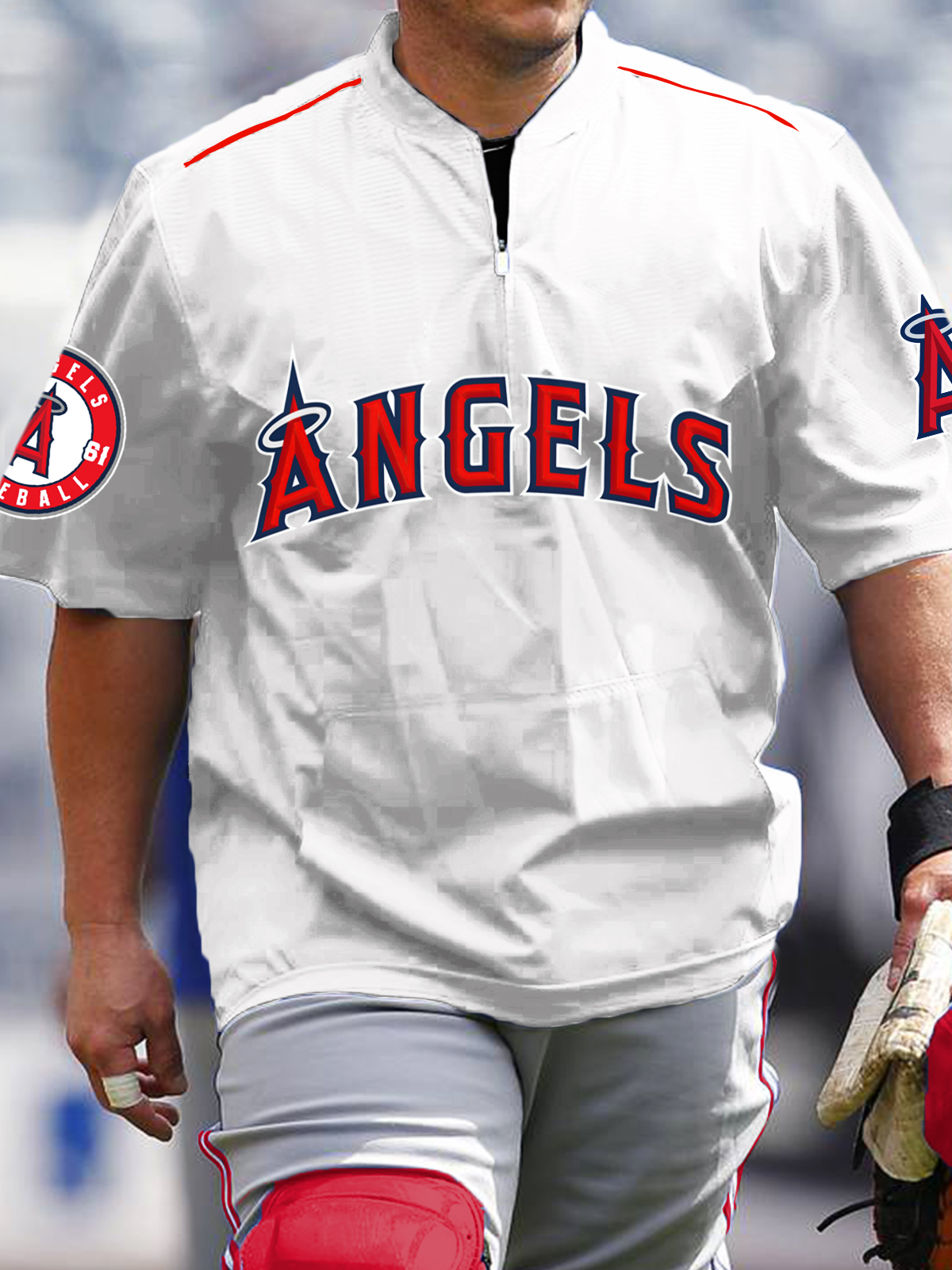 Los Angeles Angels Short Sleeve Zip Sweatshirt