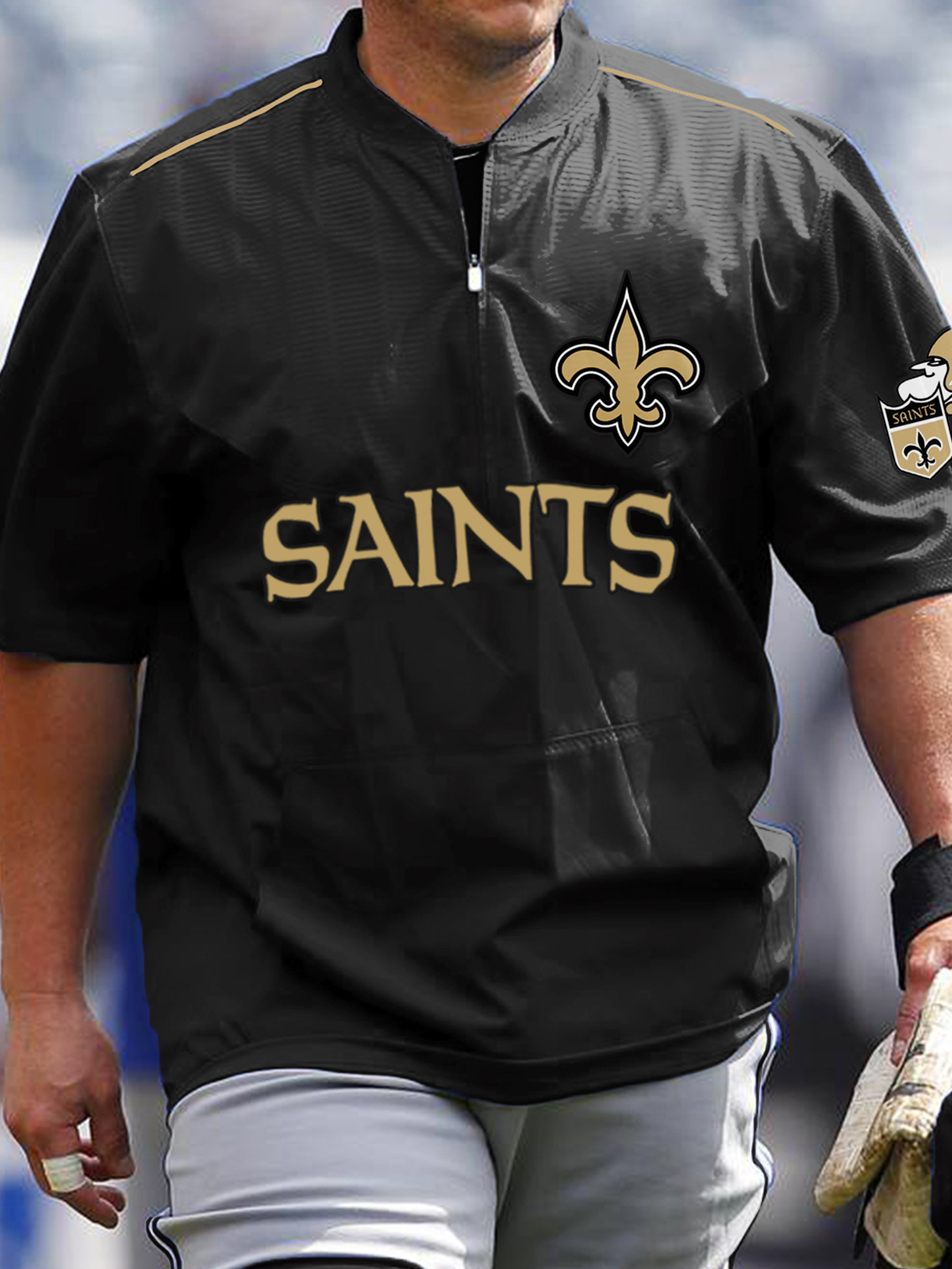 New Orleans Saints Short Sleeve Zip Sweatshirt