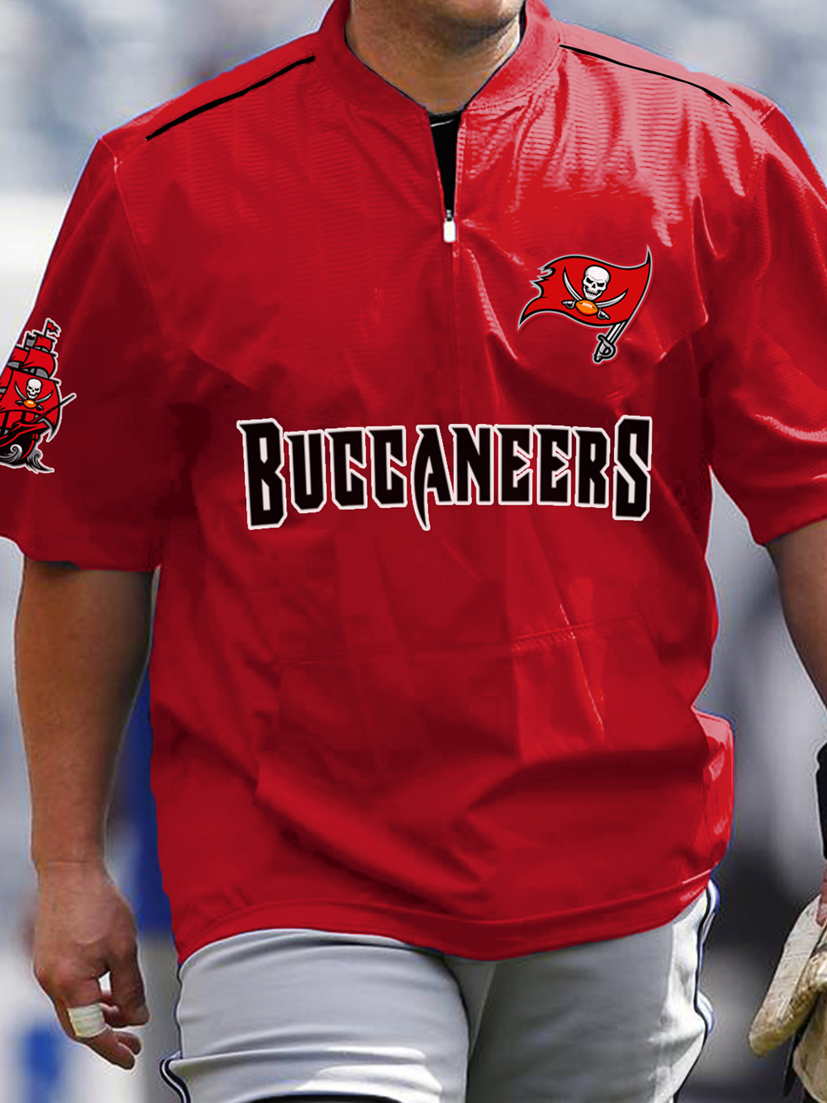 Tampa Bay Buccaneers Short Sleeve Zip Sweatshirt