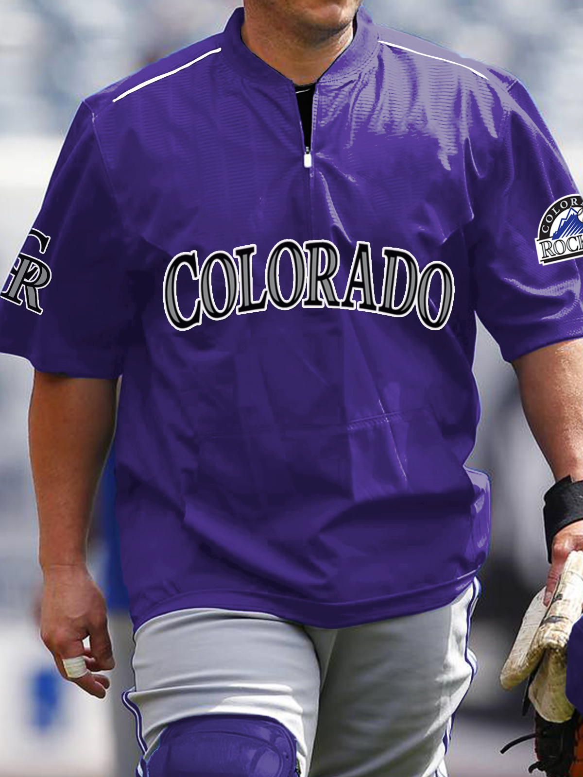 Colorado Rockies Short Sleeve Zip Sweatshirt