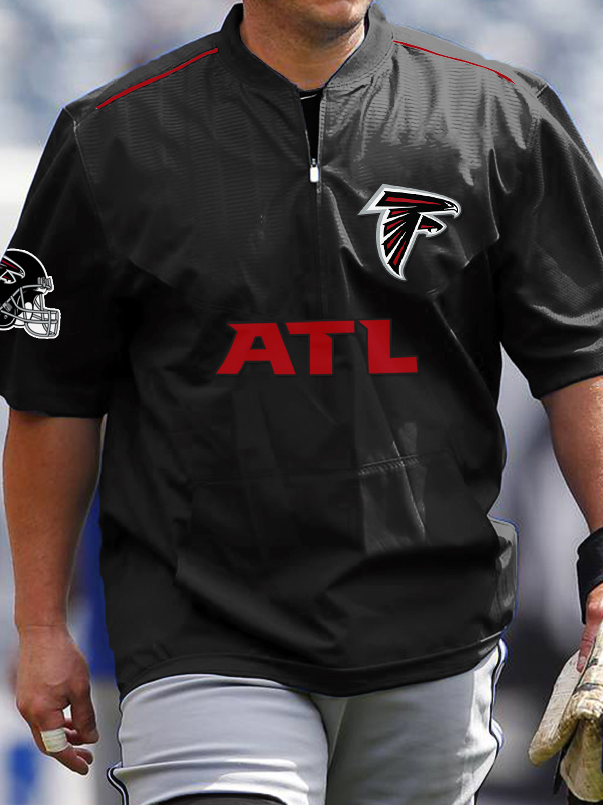 Atlanta Falcons Short Sleeve Zip Sweatshirt