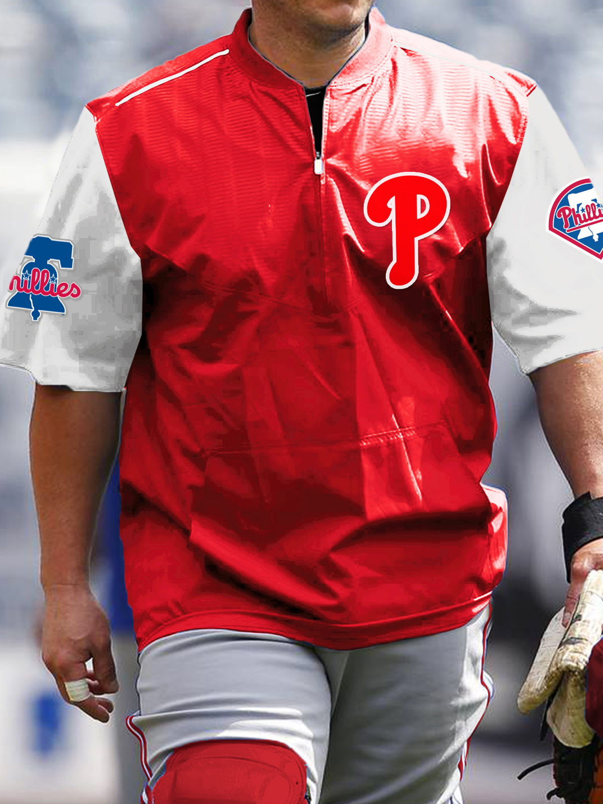 Philadelphia Phillies Short Sleeve Zip Sweatshirt