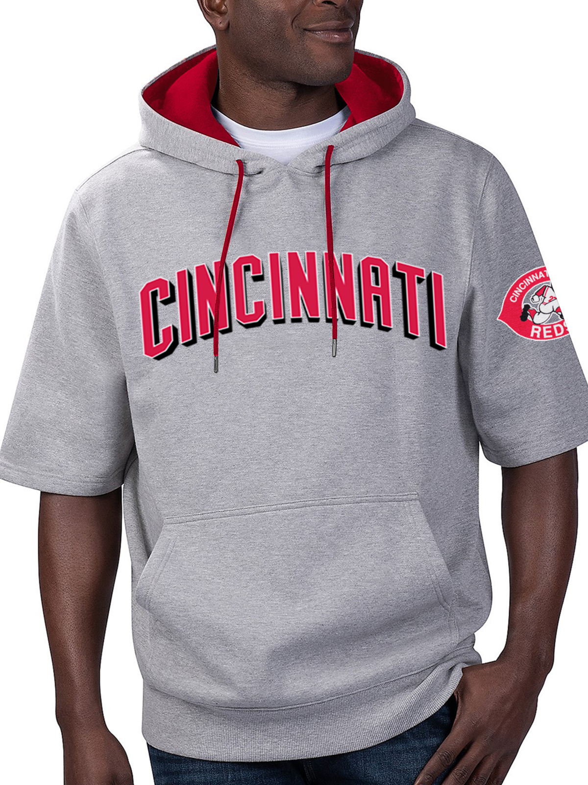 Cincinnati Reds Fashion Short Sleeve Hooded Sweatshirt