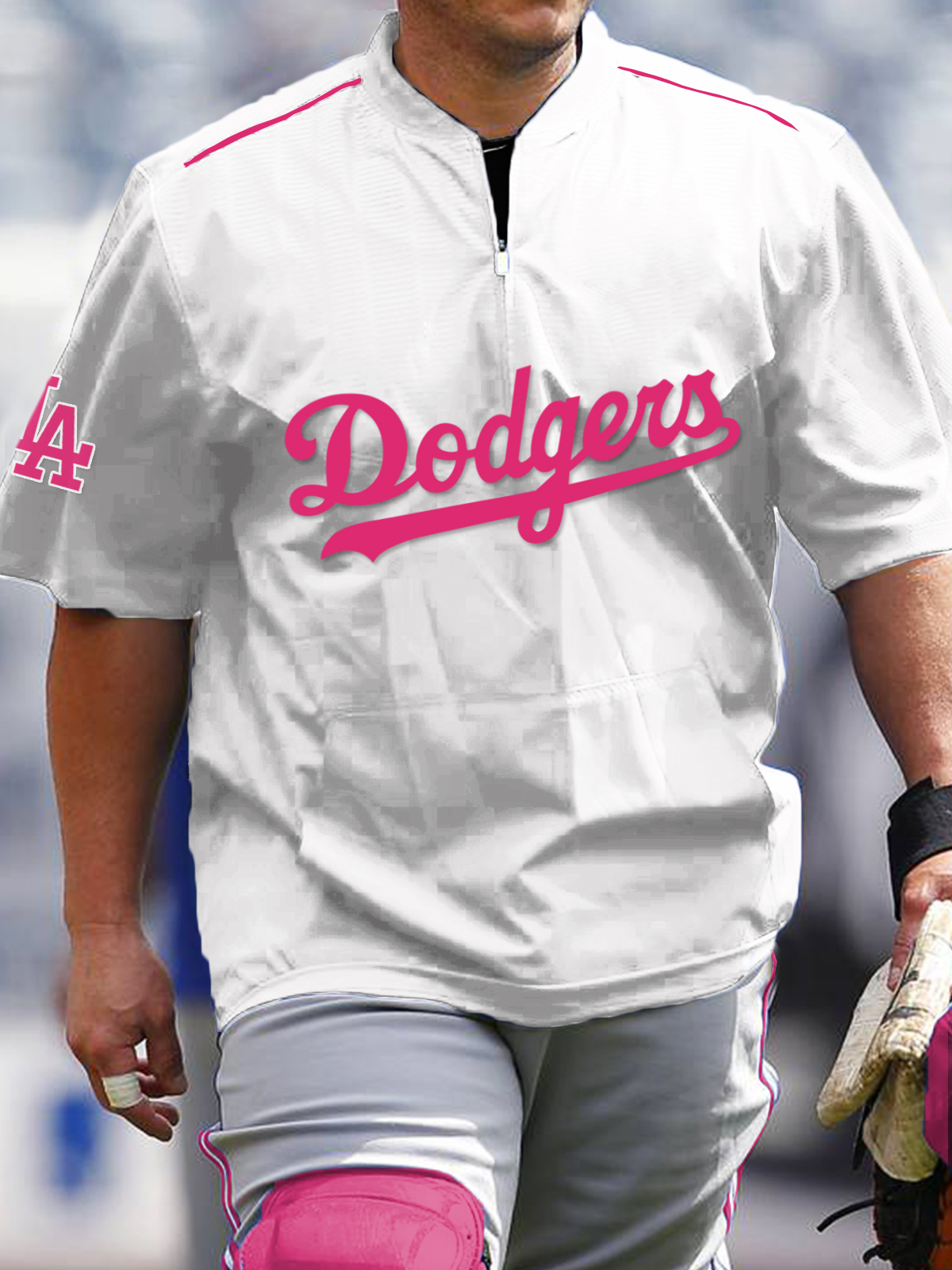 Los Angeles Dodgers Fashion Short Sleeve Zip Sweatshirt