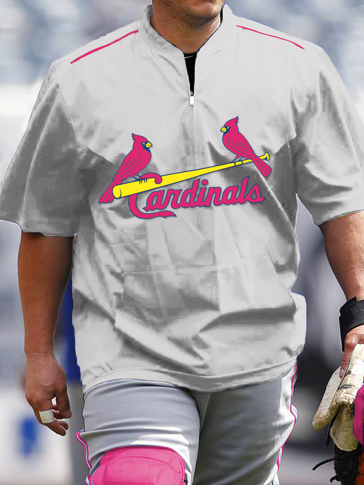 St. Louis Cardinals Fashion Short Sleeve Zip Sweatshirt