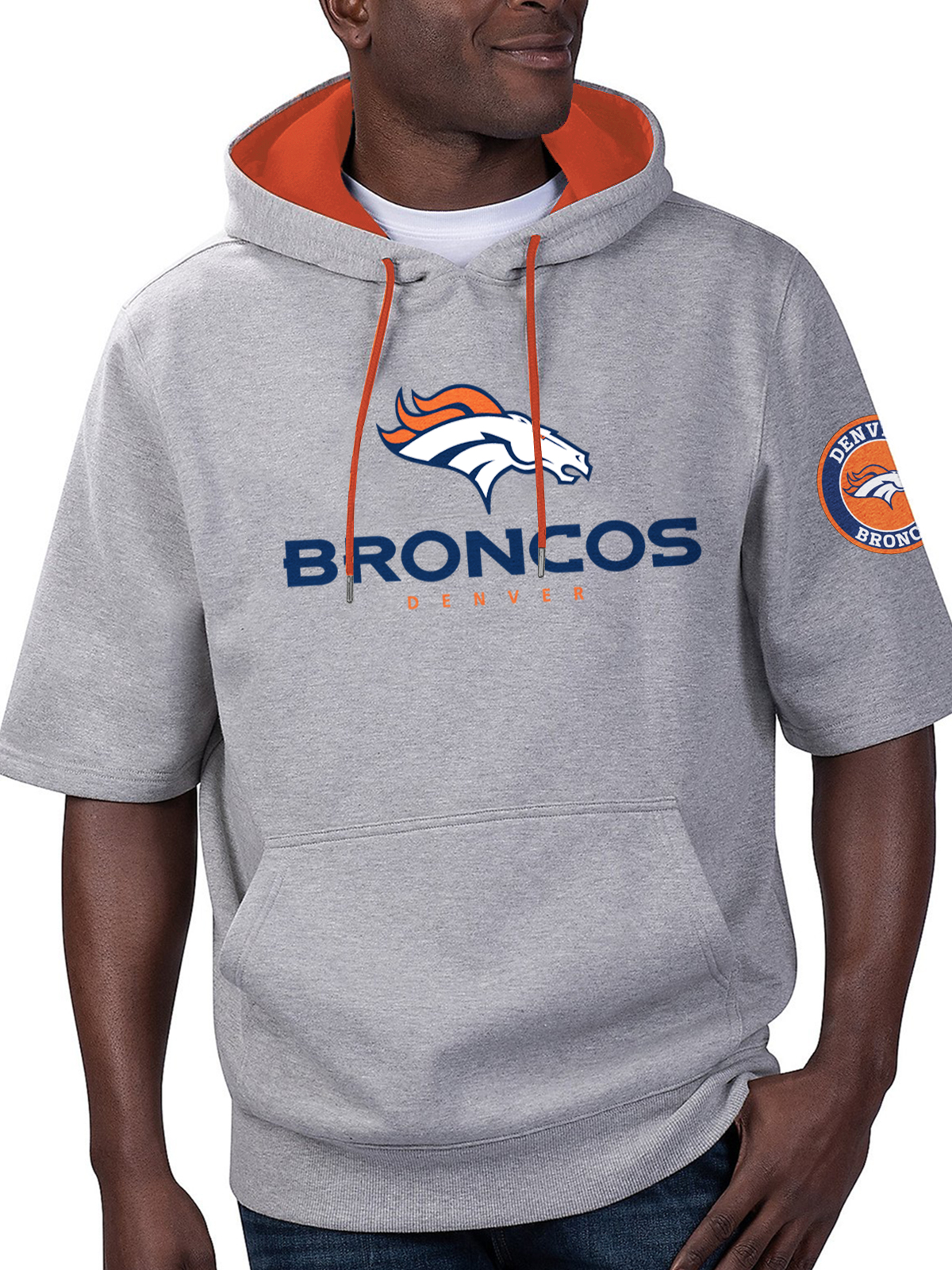 Denver Broncos Short Sleeve Hooded Sweatshirt
