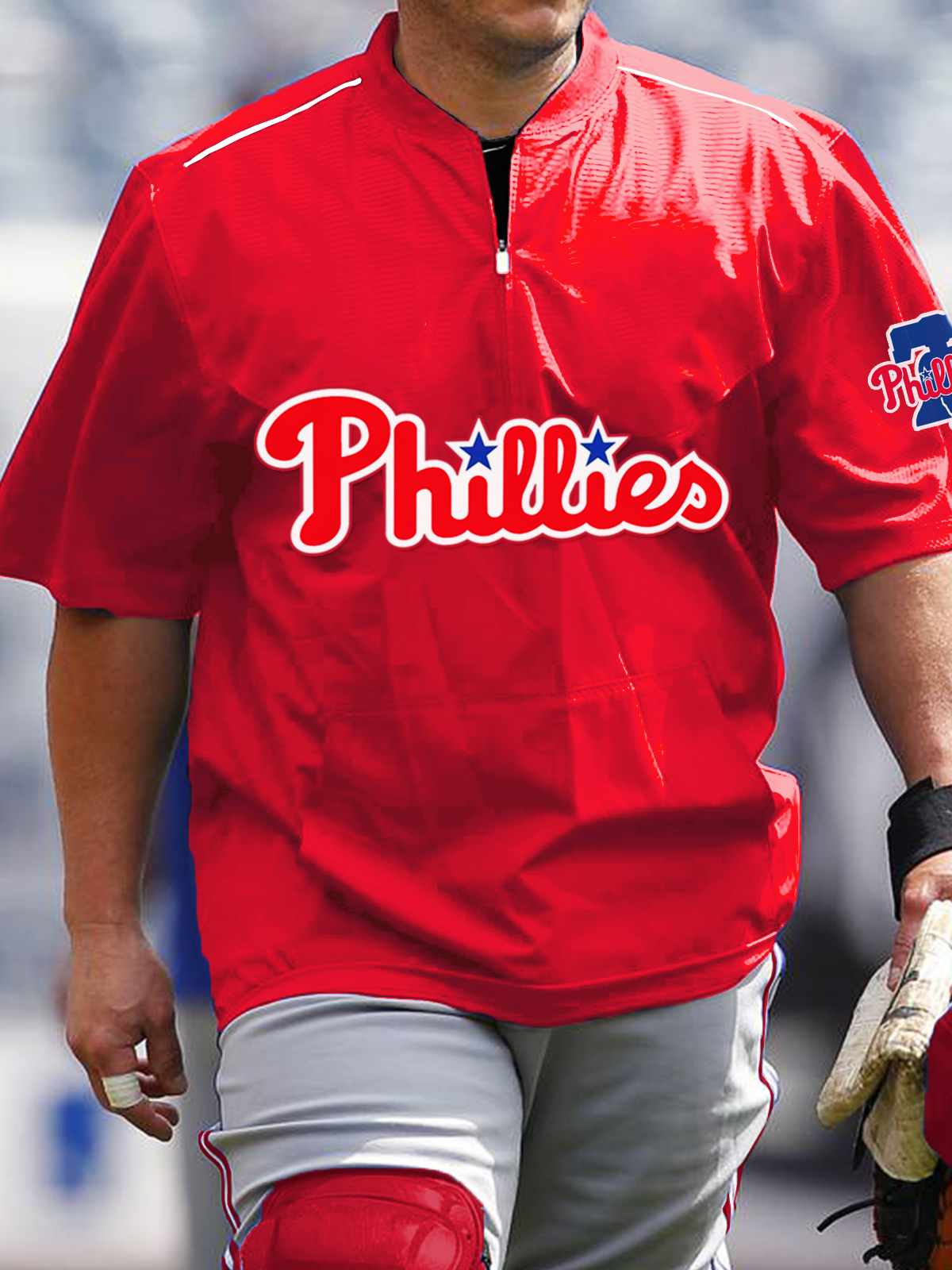 Philadelphia Phillies Short Sleeve Zip Sweatshirt