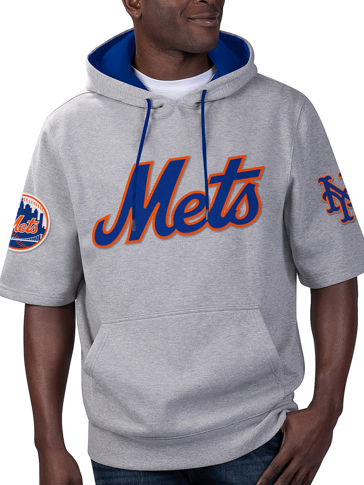 New York Mets Fashion Short Sleeve Hooded Sweatshirt