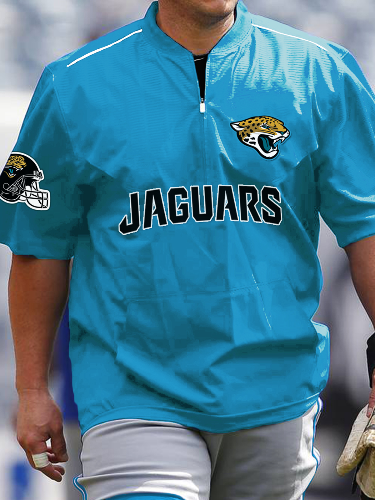 Jacksonville Jaguars Short Sleeve Zip Sweatshirt