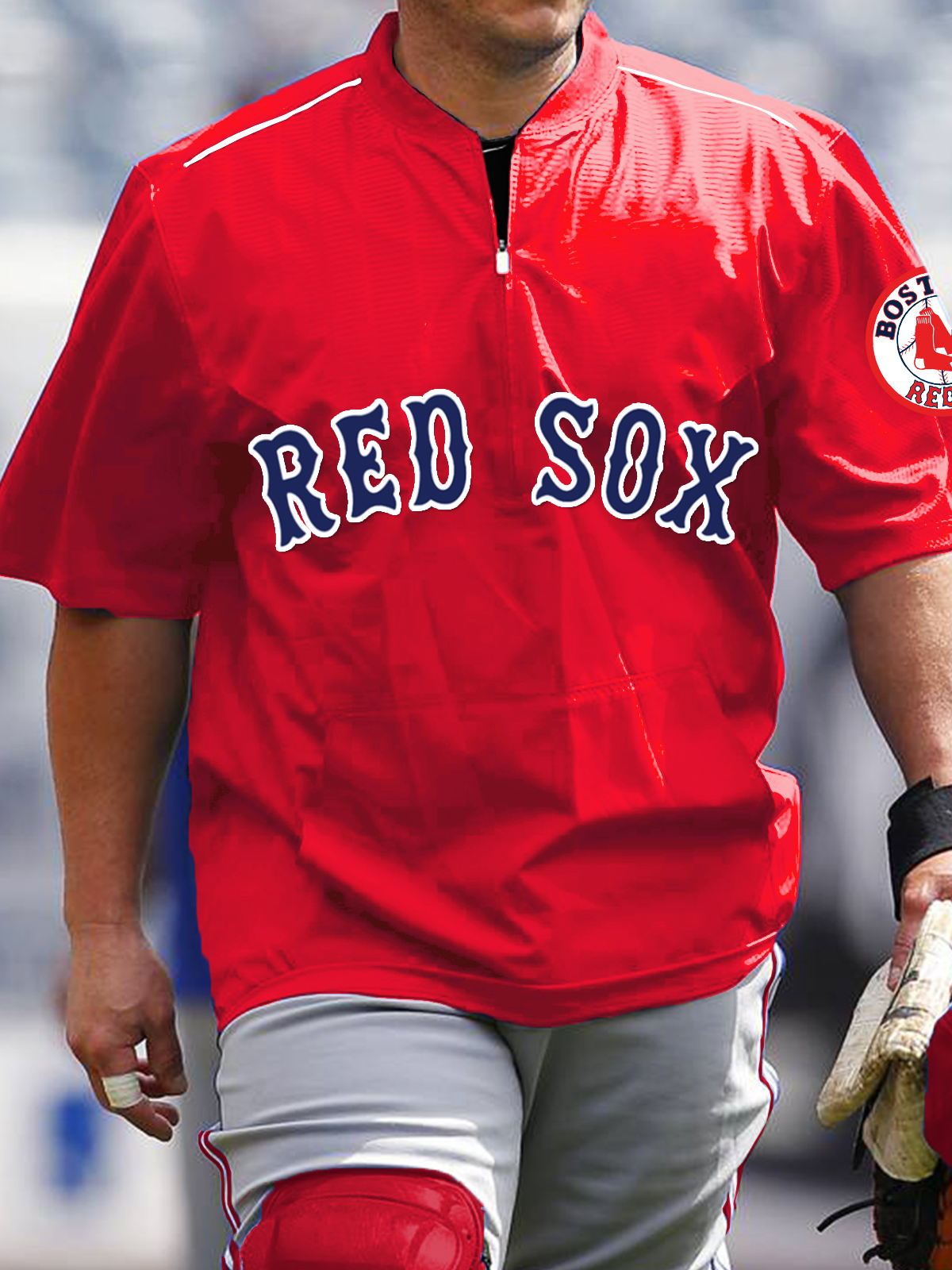 Boston Red Sox  Short Sleeve Zip Sweatshirt