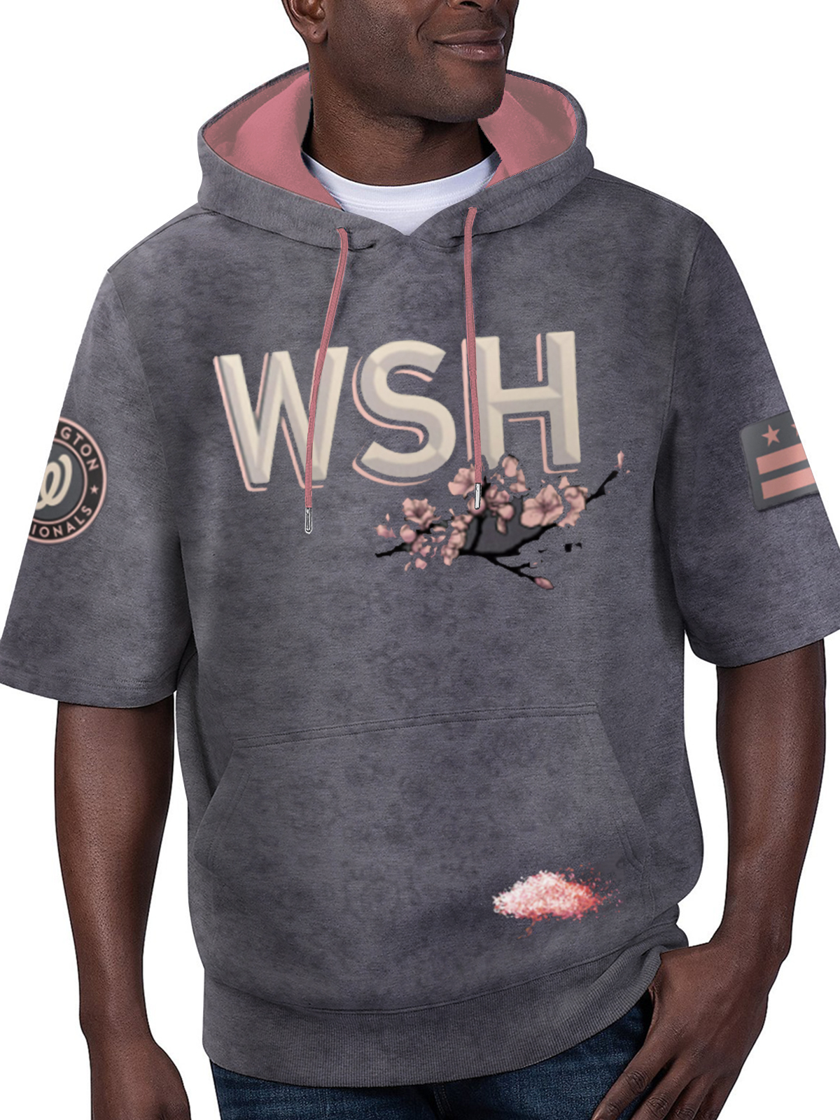 Washington Nationals Fashion Short Sleeve Hooded Sweatshirt