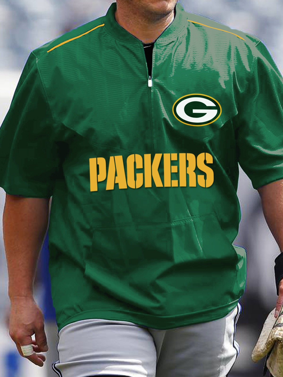 Green Bay Packers Short Sleeve Zip Sweatshirt