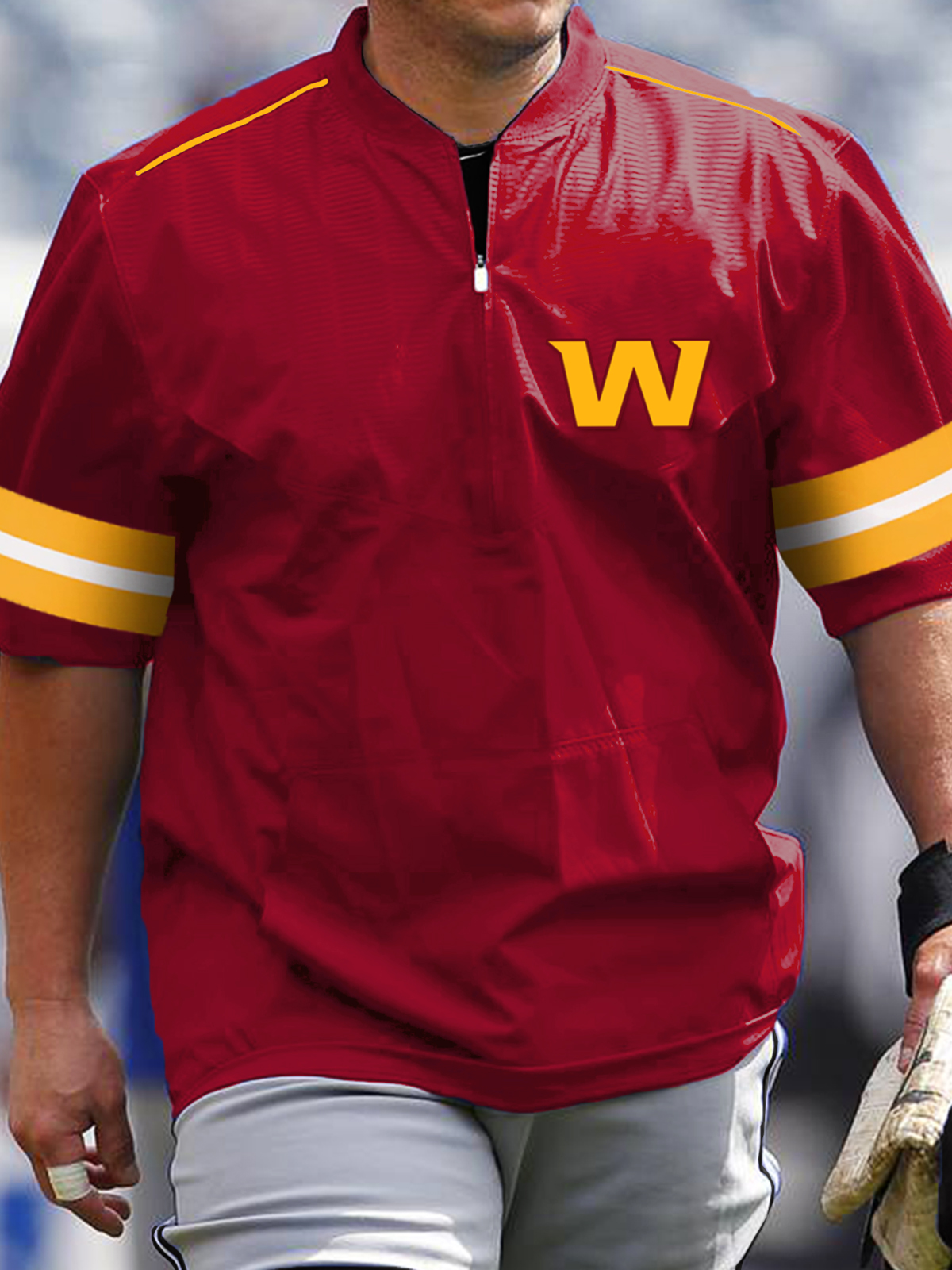 Washington Football Short Sleeve Zip Sweatshirt