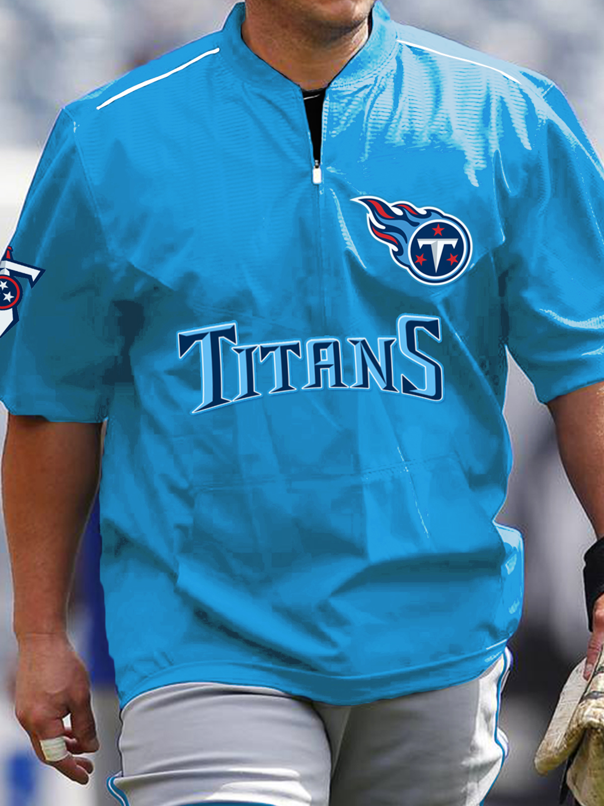 Tennessee Titans Short Sleeve Zip Sweatshirt