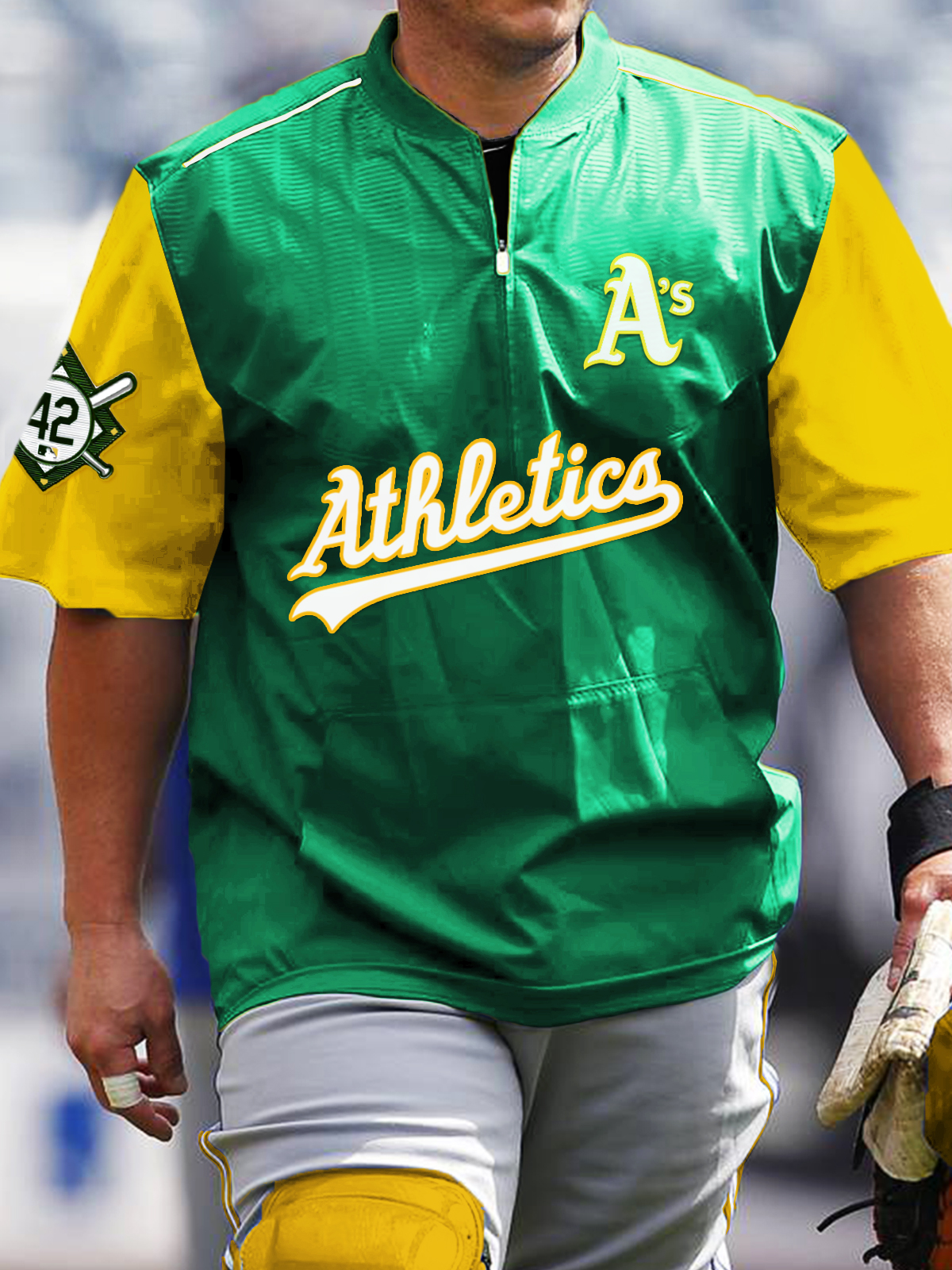 Oakland Athletics Short Sleeve Zip Sweatshirt