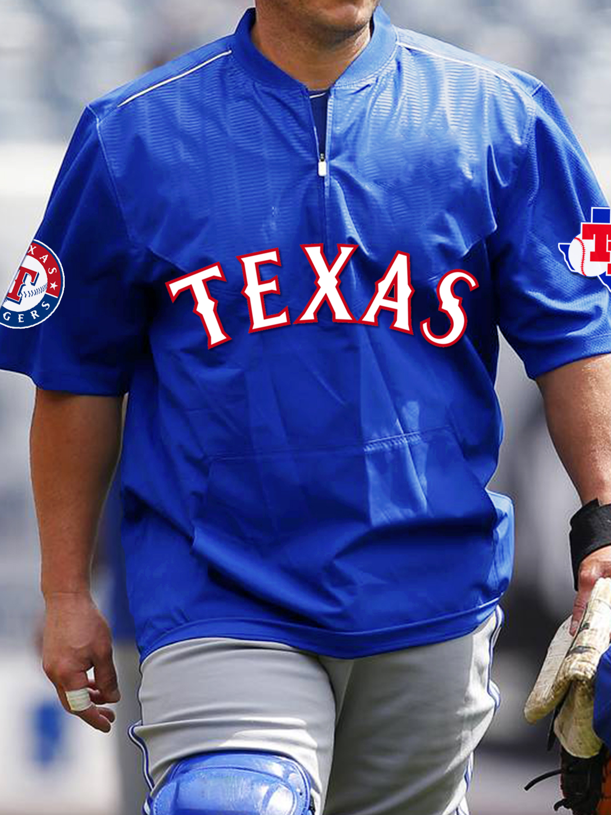 Texas Rangers Short Sleeve Zip Sweatshirt