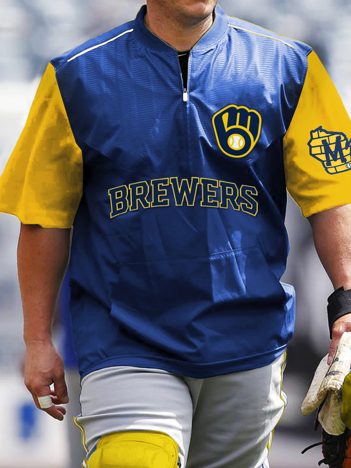 Milwaukee Brewers Short Sleeve Zip Sweatshirt