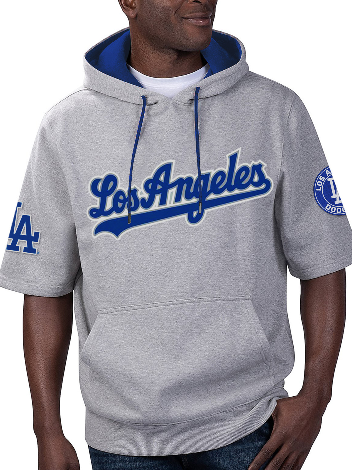 Los Angeles Dodgers Fashion Short Sleeve Hooded Sweatshirt