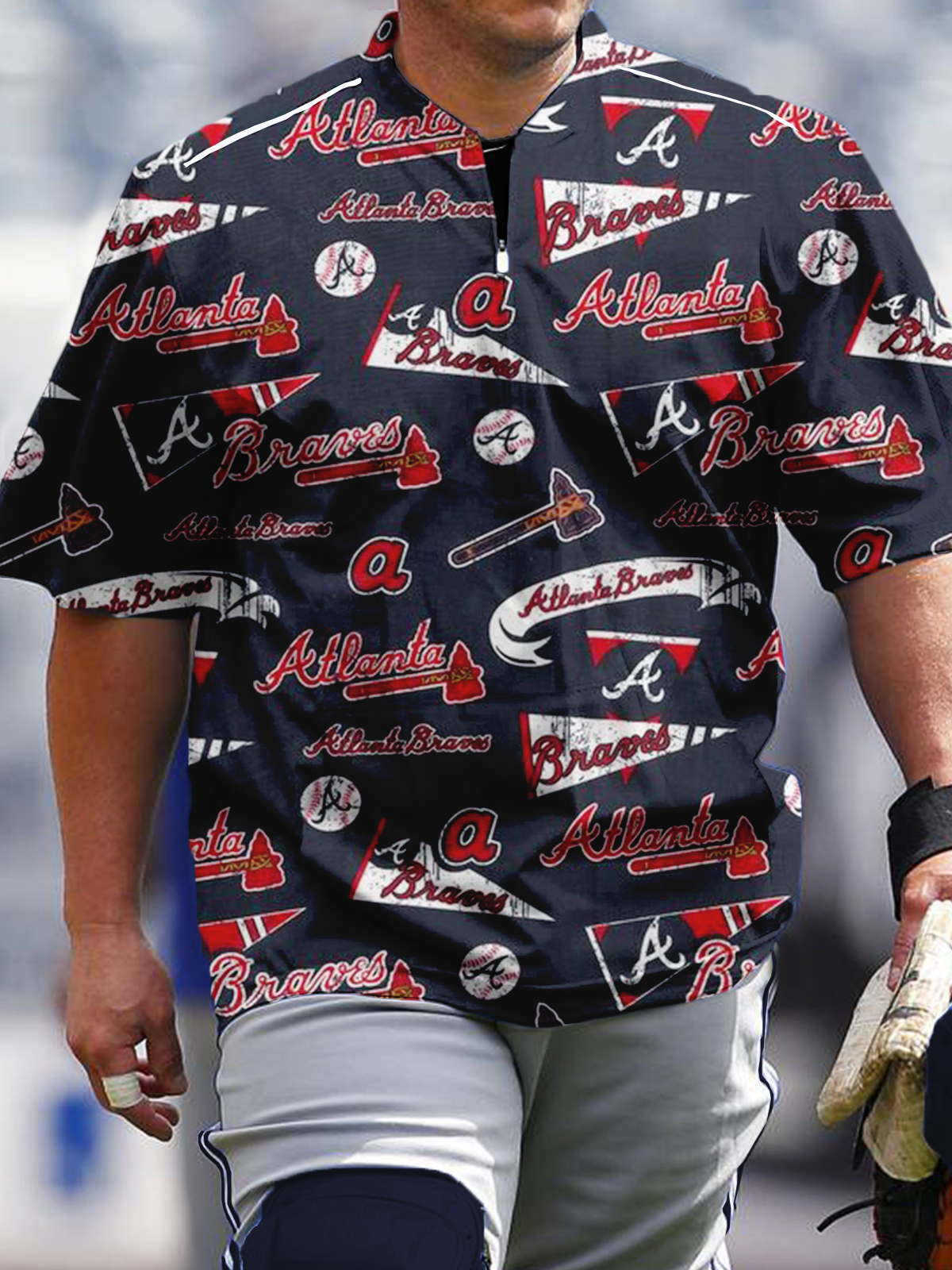 Atlanta Braves Fashion Short Sleeve Zip Sweatshirt