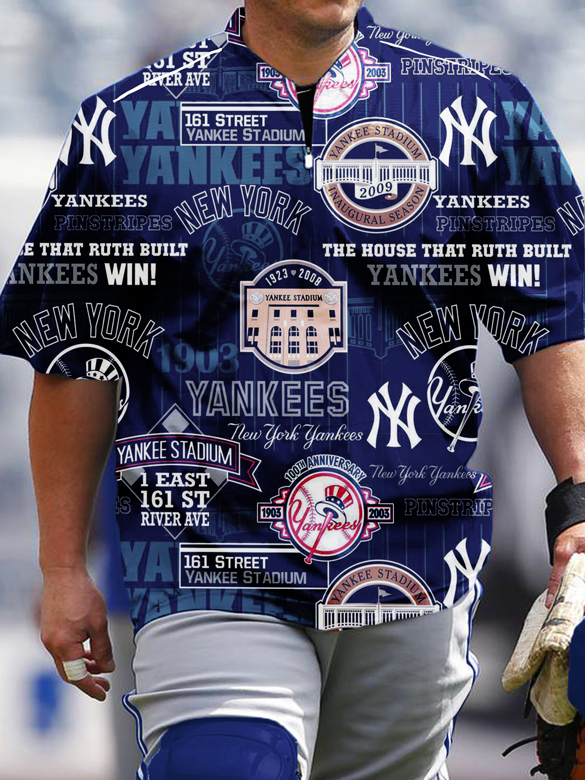 New York Yankees Short Sleeve Zip Sweatshirt