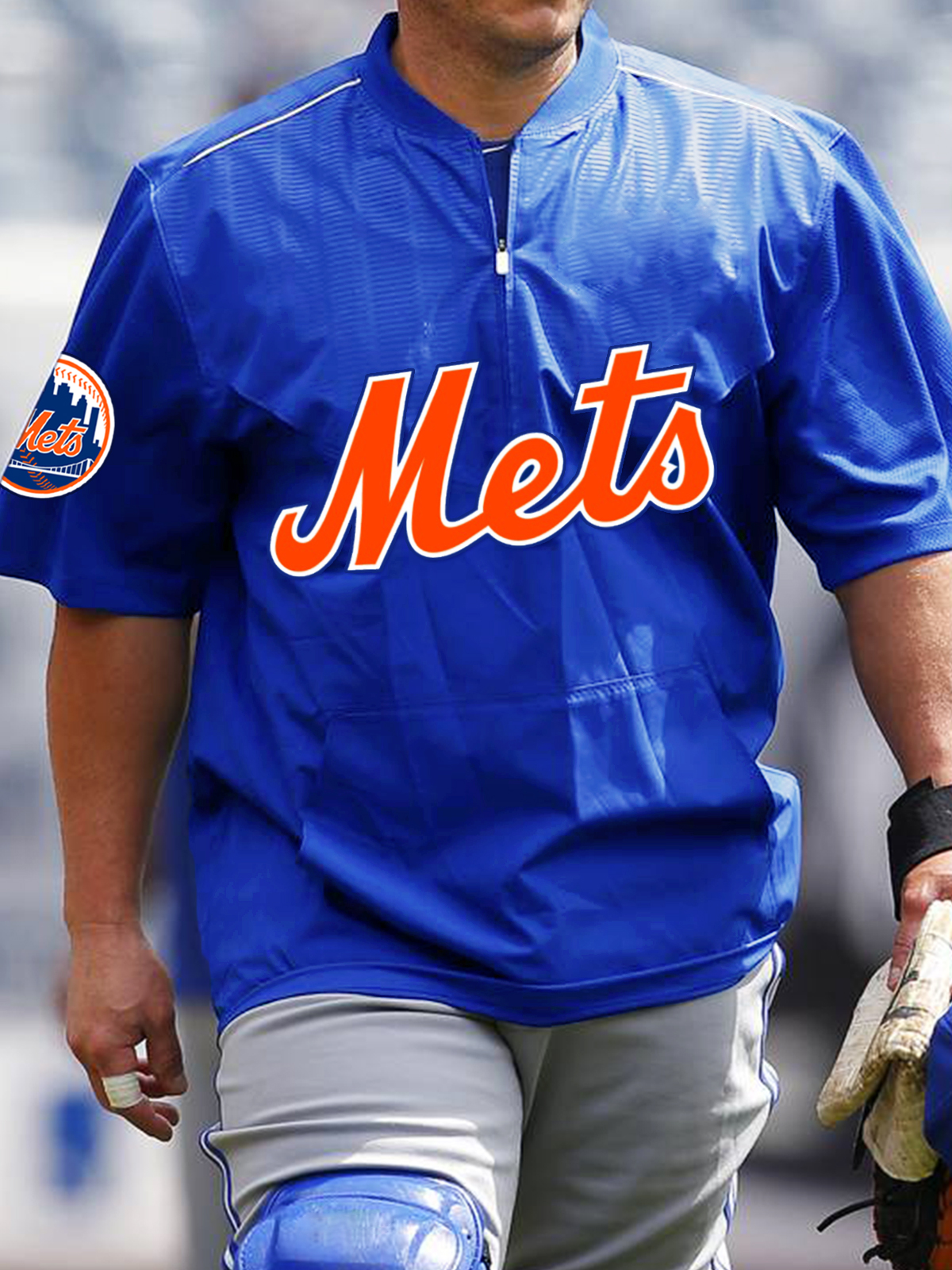 New York Mets Short Sleeve Zip Sweatshirt