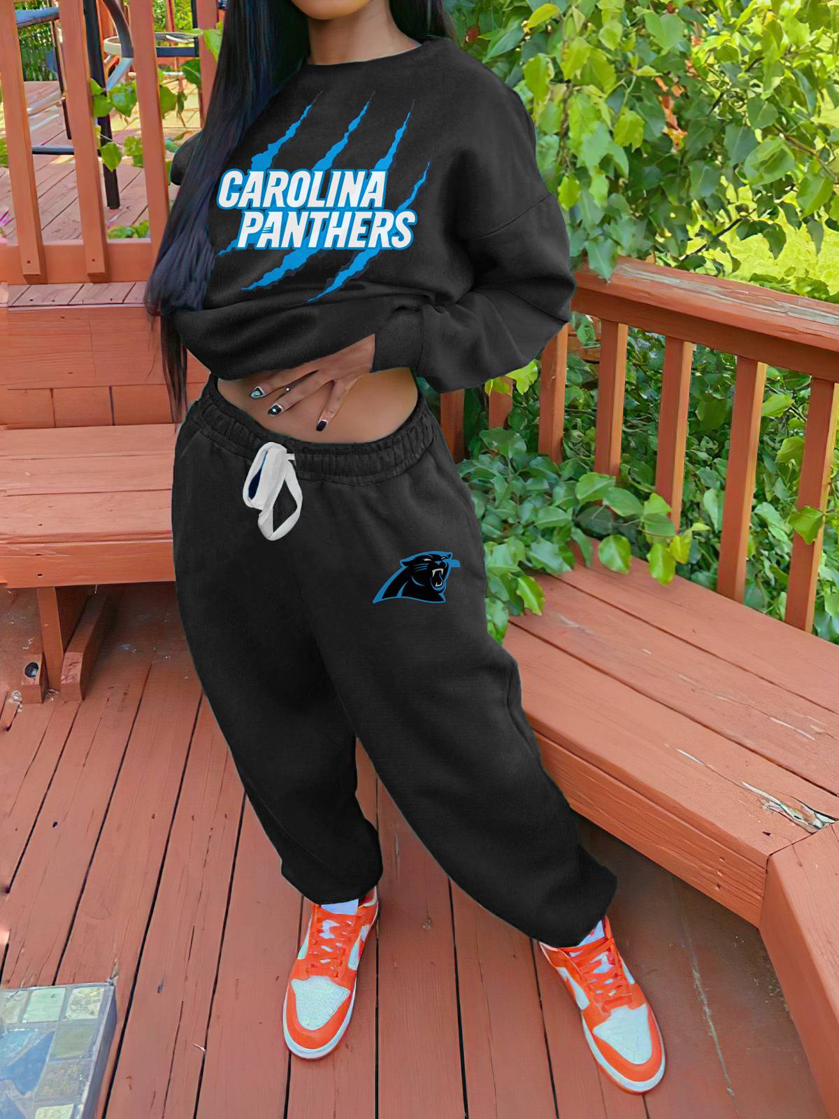 Carolina Panthers Sports Sweatshirt Two-Piece Suit
