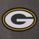 GREEN BAY PACKERS WOOL & LEATHER REVERSIBLE JACKET W/ EMBROIDERED LOGOS - CHARCOAL/GREEN