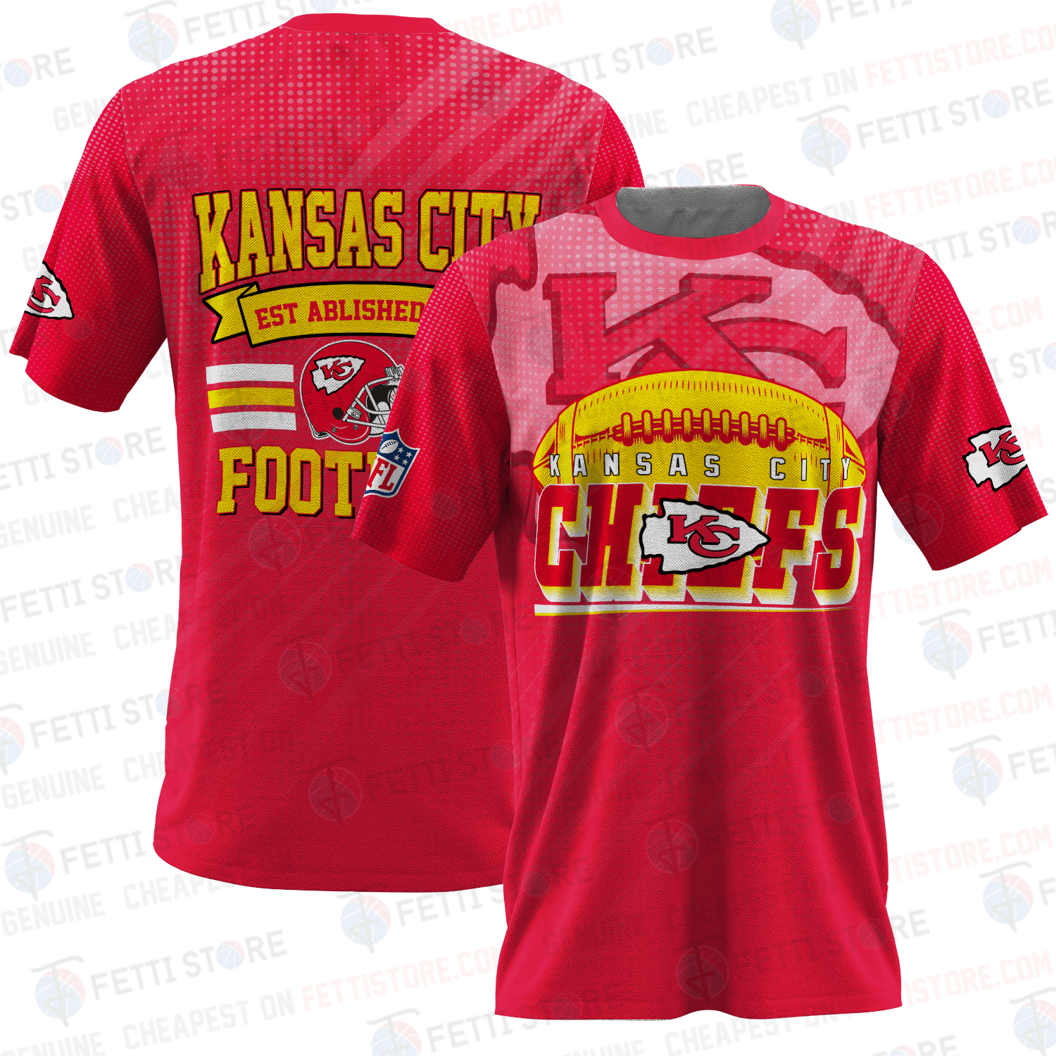 Kansas City Chiefs American Football Pattern 3D T-Shirt
