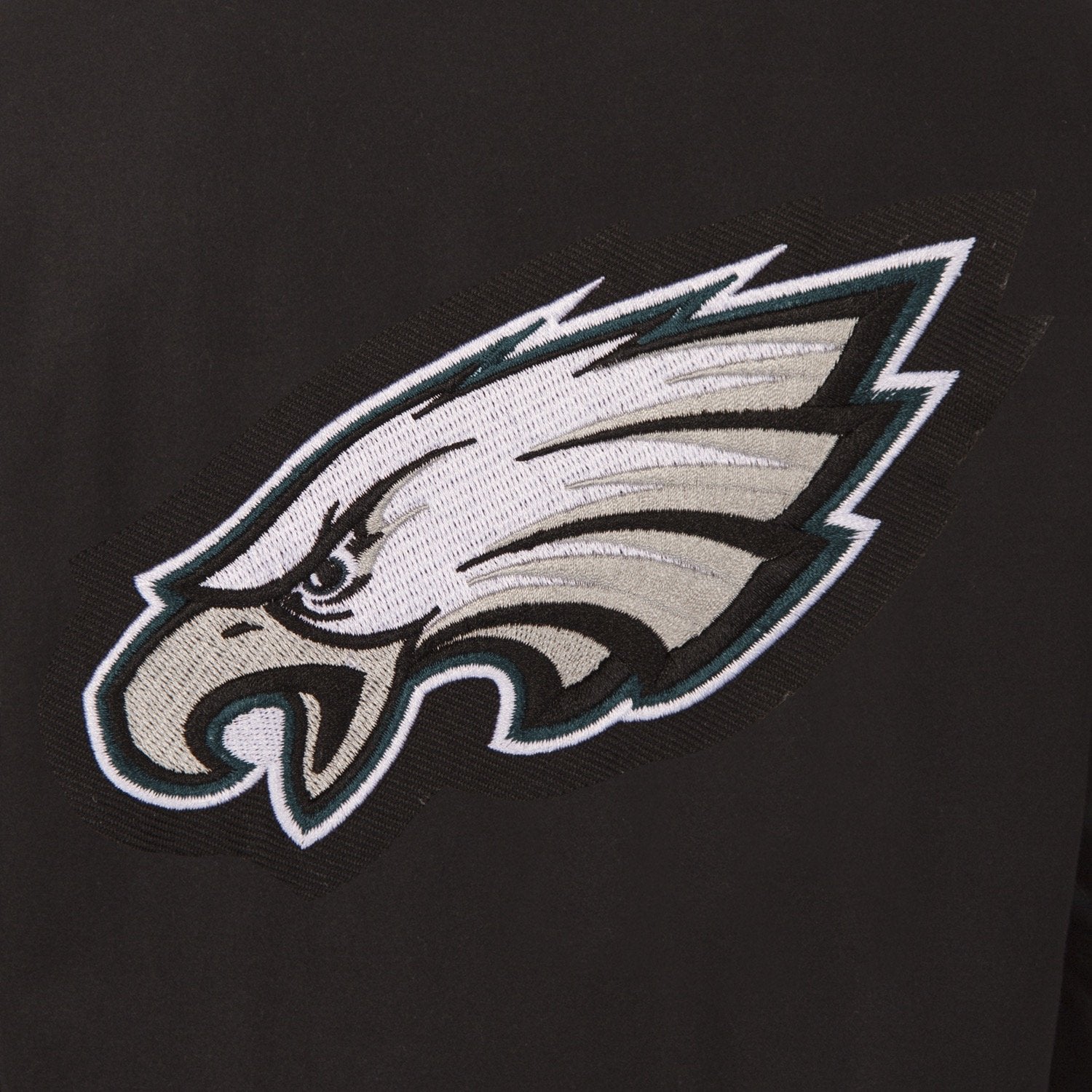 PHILADELPHIA EAGLES WOOL & LEATHER REVERSIBLE JACKET W/ EMBROIDERED LOGOS - BLACK