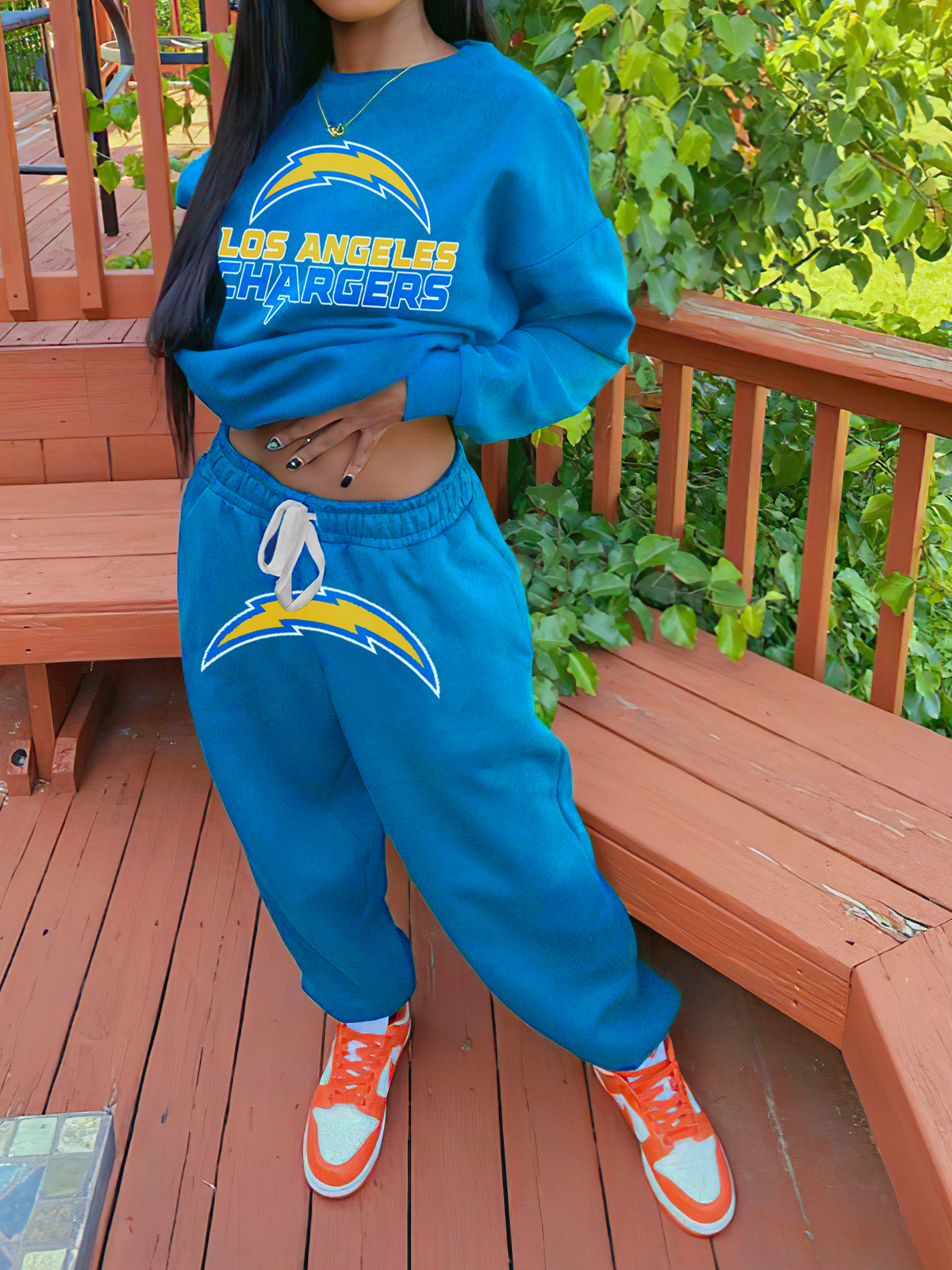 Los Angeles Chargers Sports Sweatshirt Two-Piece Suit