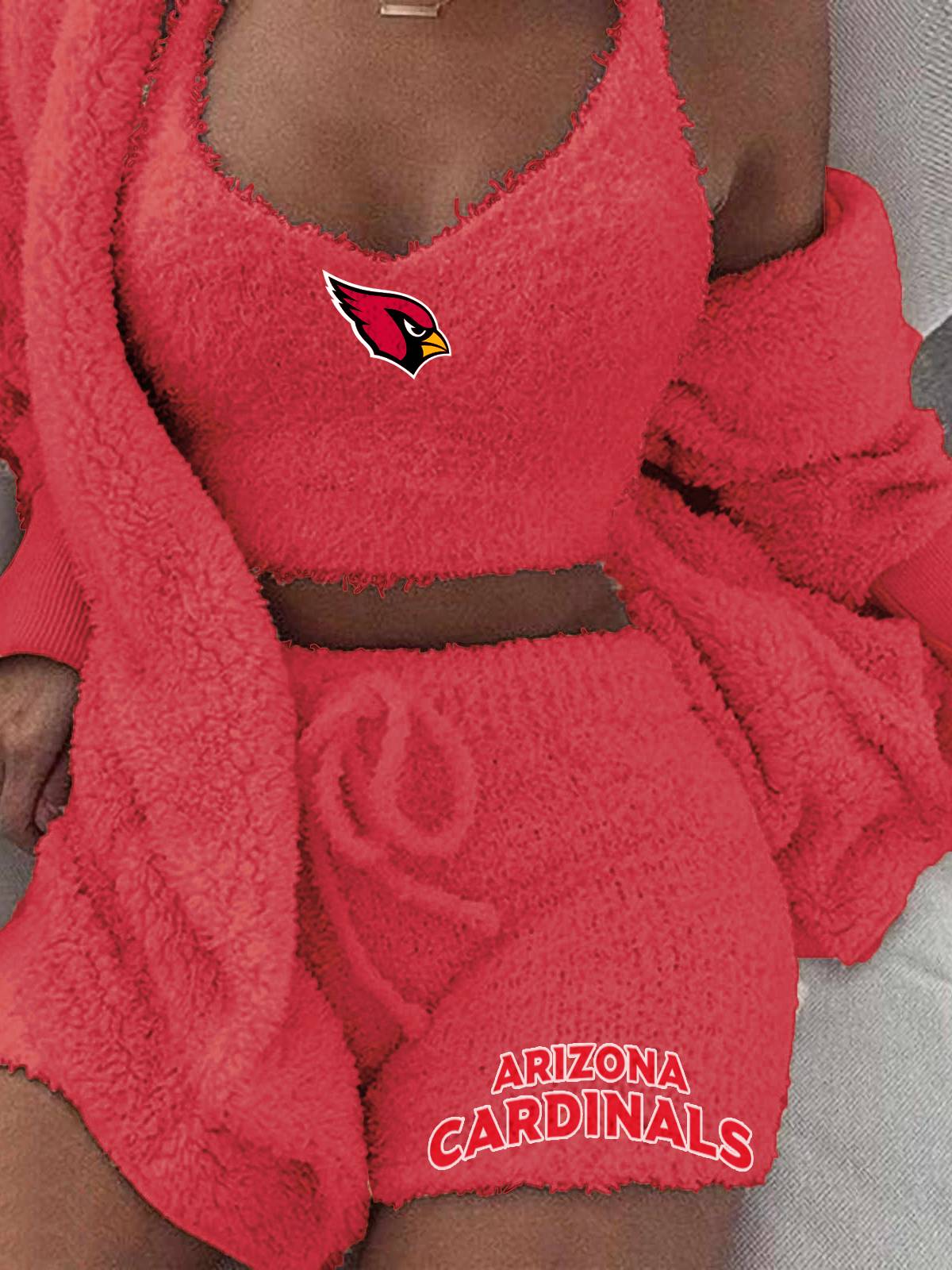 Arizona Cardinals Hooded Cardigan Shorts Vest 3-Piece Suit