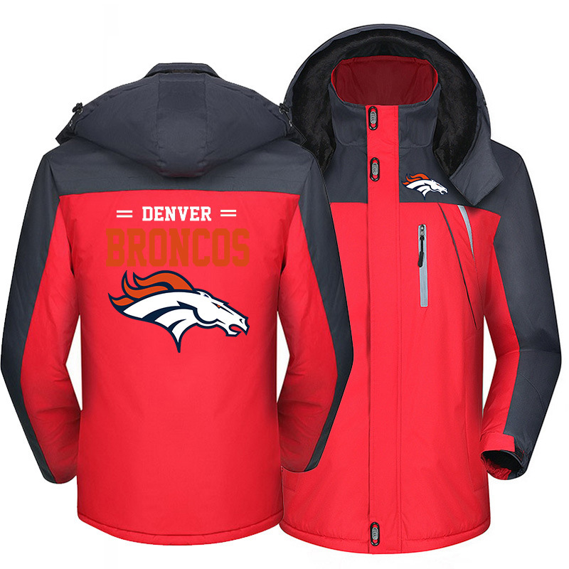 Denver Broncos Warm Hoodie Fleece Coat Winter Jacket Coat Ski Suit