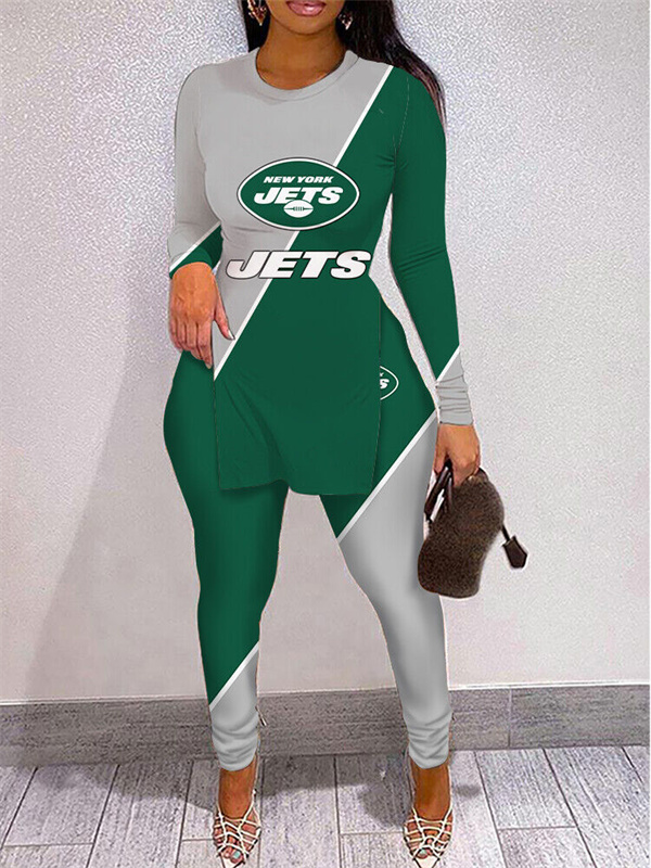 New York Jets Limited Edition High Slit Shirts And Leggings Two-Piece Suits