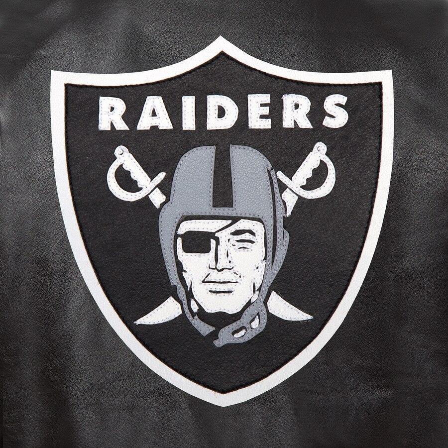 LAS VEGAS RAIDERS JH DESIGN LEATHER JACKET - BLACK