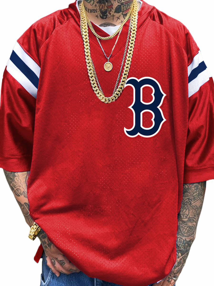 Boston Red Sox MLB Men's Fashion V-Neck Short Sleeve Jersey