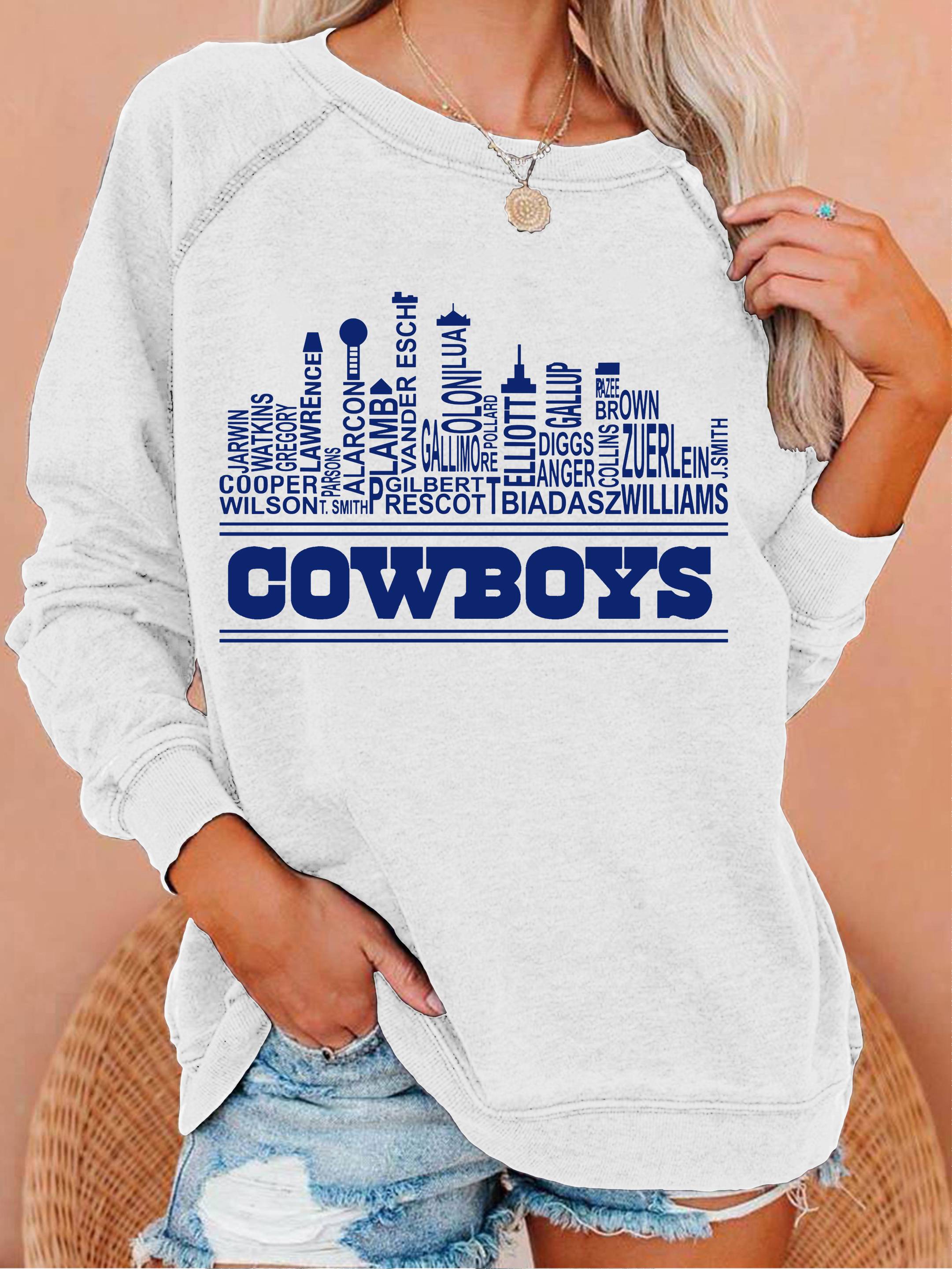 Dallas Cowboys Neutral Vintage Print Crew Neck Pullover Sweatshirt