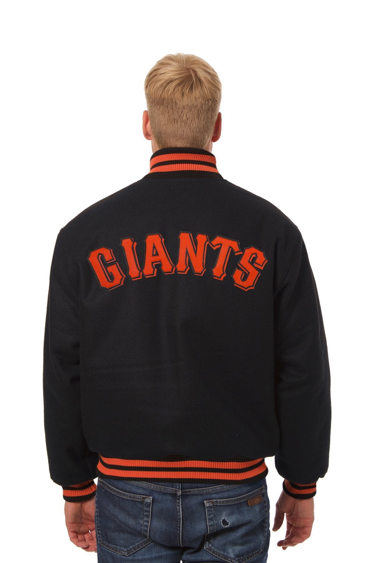 SAN FRANCISCO GIANTS WOOL JACKET W/ HANDCRAFTED LEATHER LOGOS - BLACK