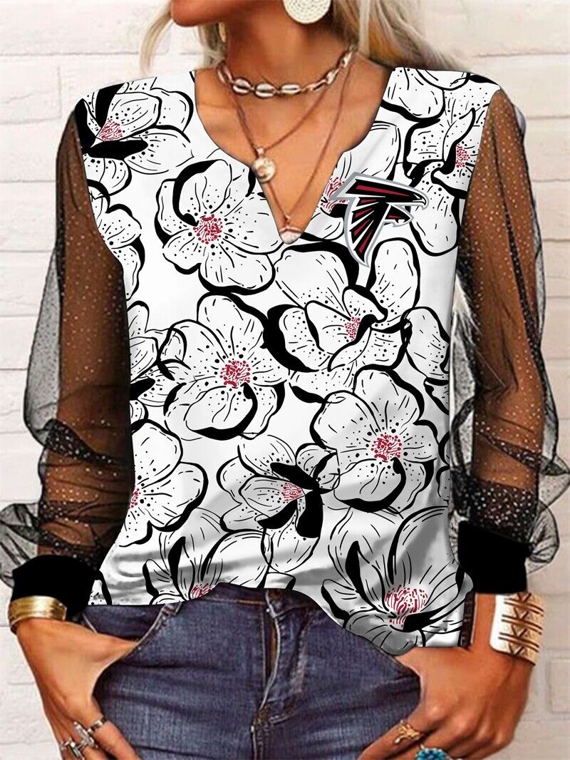 Atlanta Falcons Long Sleeve V-neck Lace Shirt