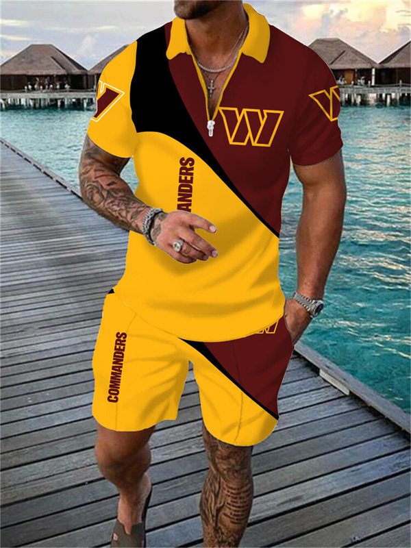 W CommandersLimited Edition Polo Shirt And Shorts Two-Piece Suits