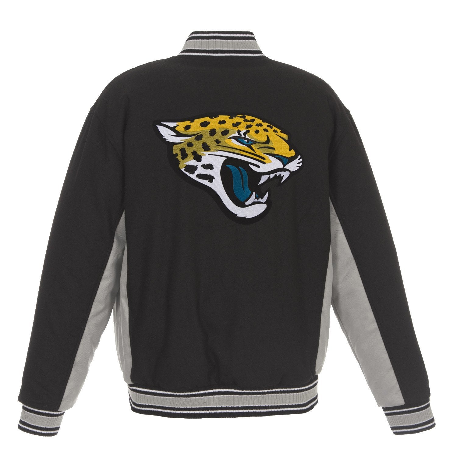 JACKSONVILLE JAGUARS JH DESIGN WOOL REVERSIBLE FULL-SNAP JACKET – BLACK
