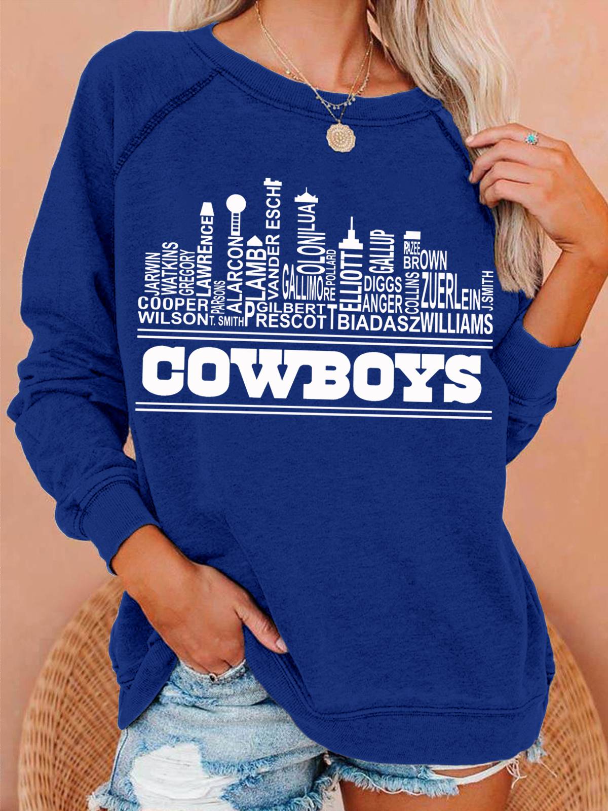Dallas Cowboys Neutral Vintage Print Crew Neck Pullover Sweatshirt